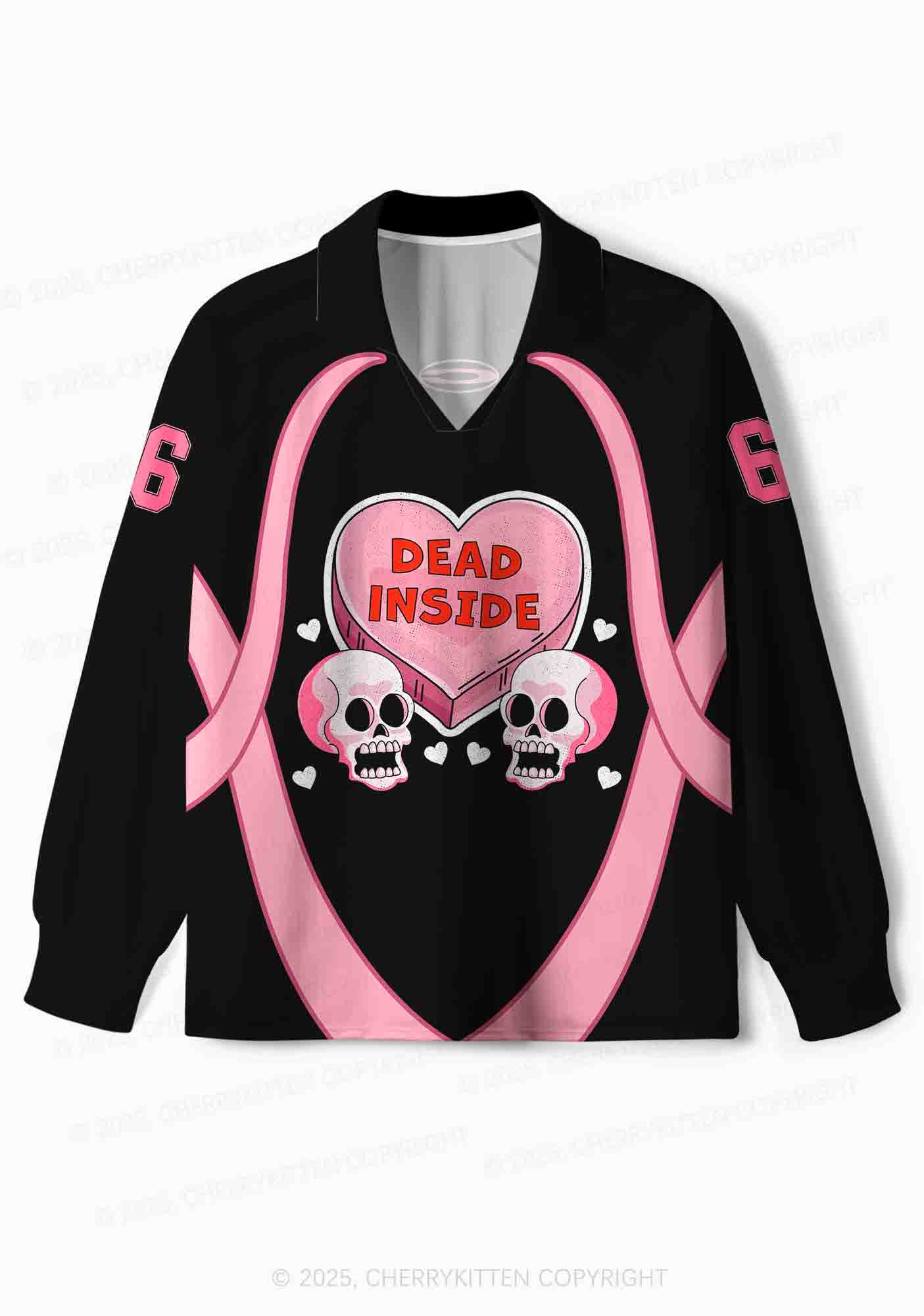 Halloween Custom Dead Inside Y2K Sport Long Sleeve Jersey Shirts Cherrykitten - Image 2