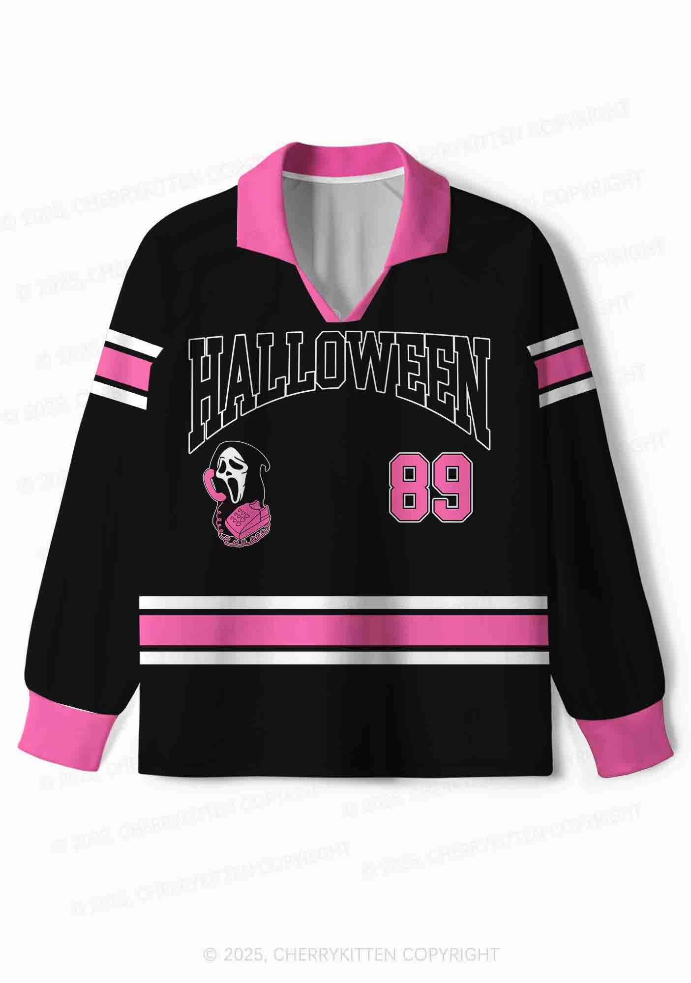 Halloween Custom Horror Call Y2K Sport Long Sleeve Jersey Shirts Cherrykitten - Image 2