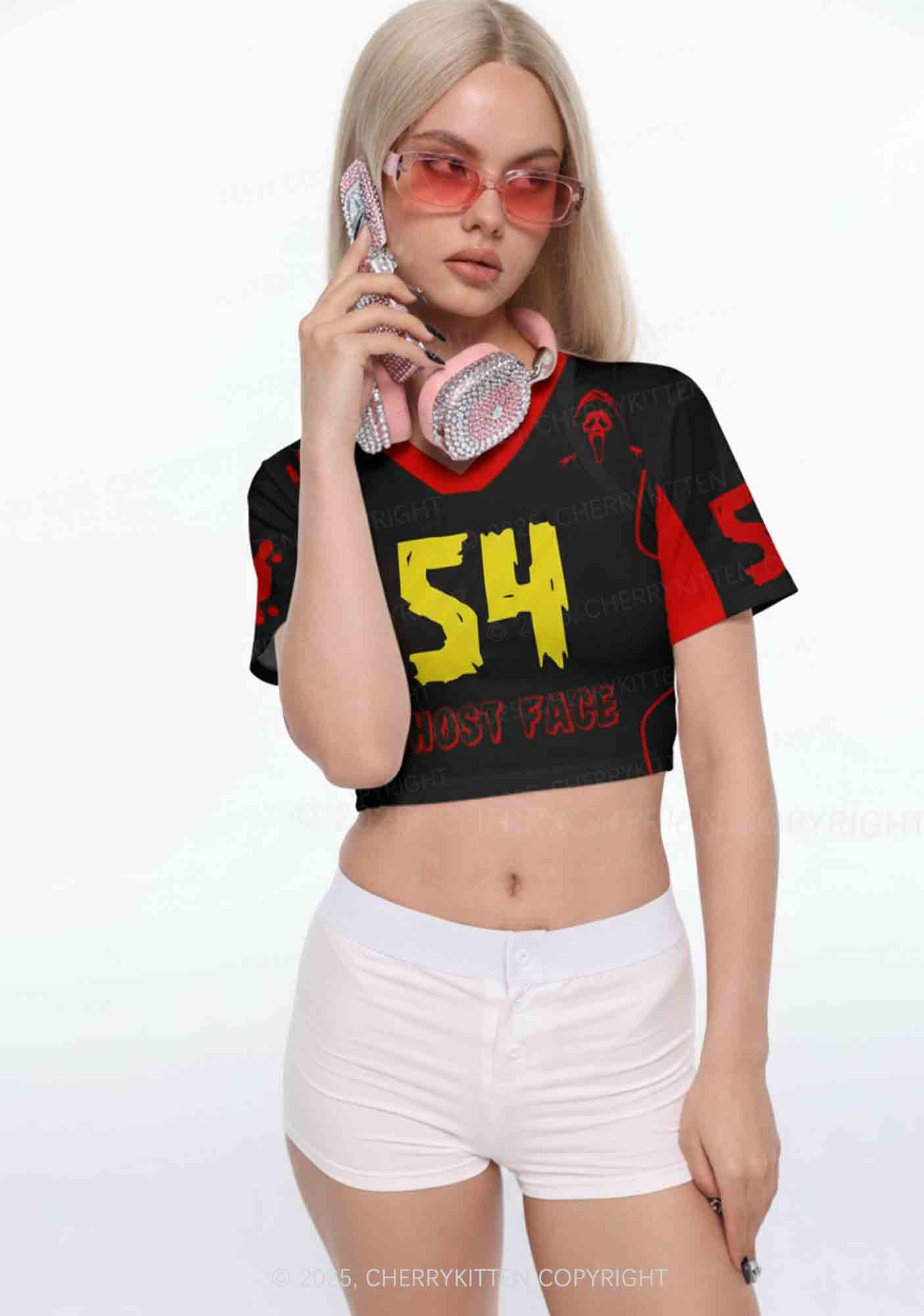 Halloween Custom Horror Ghost Y2K Crop Sport Jersey Shirts Cherrykitten - Image 2