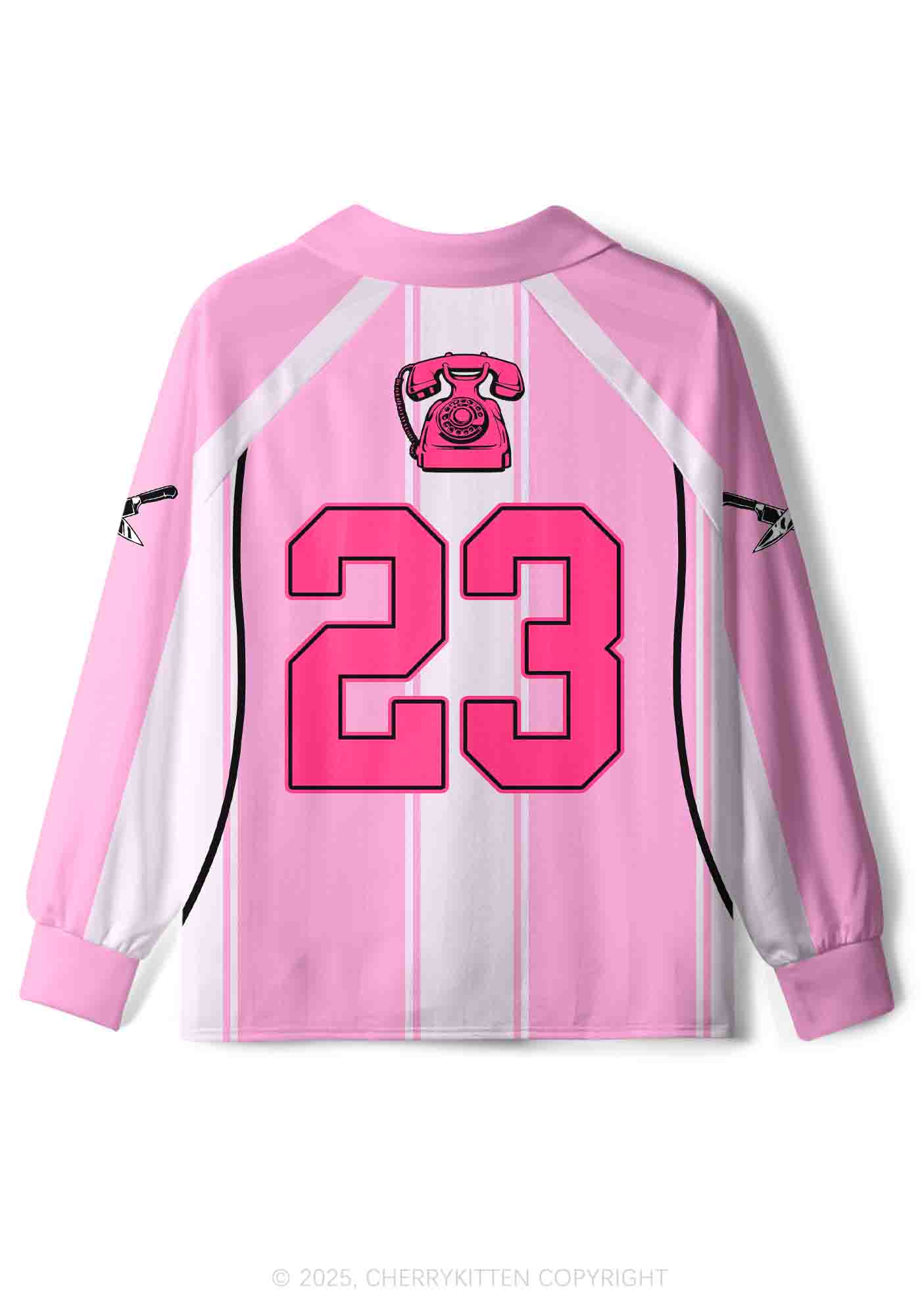 Halloween Custom Horror Hang Up Frist Y2K Sport Long Sleeve Jersey Shirts Cherrykitten - Image 2
