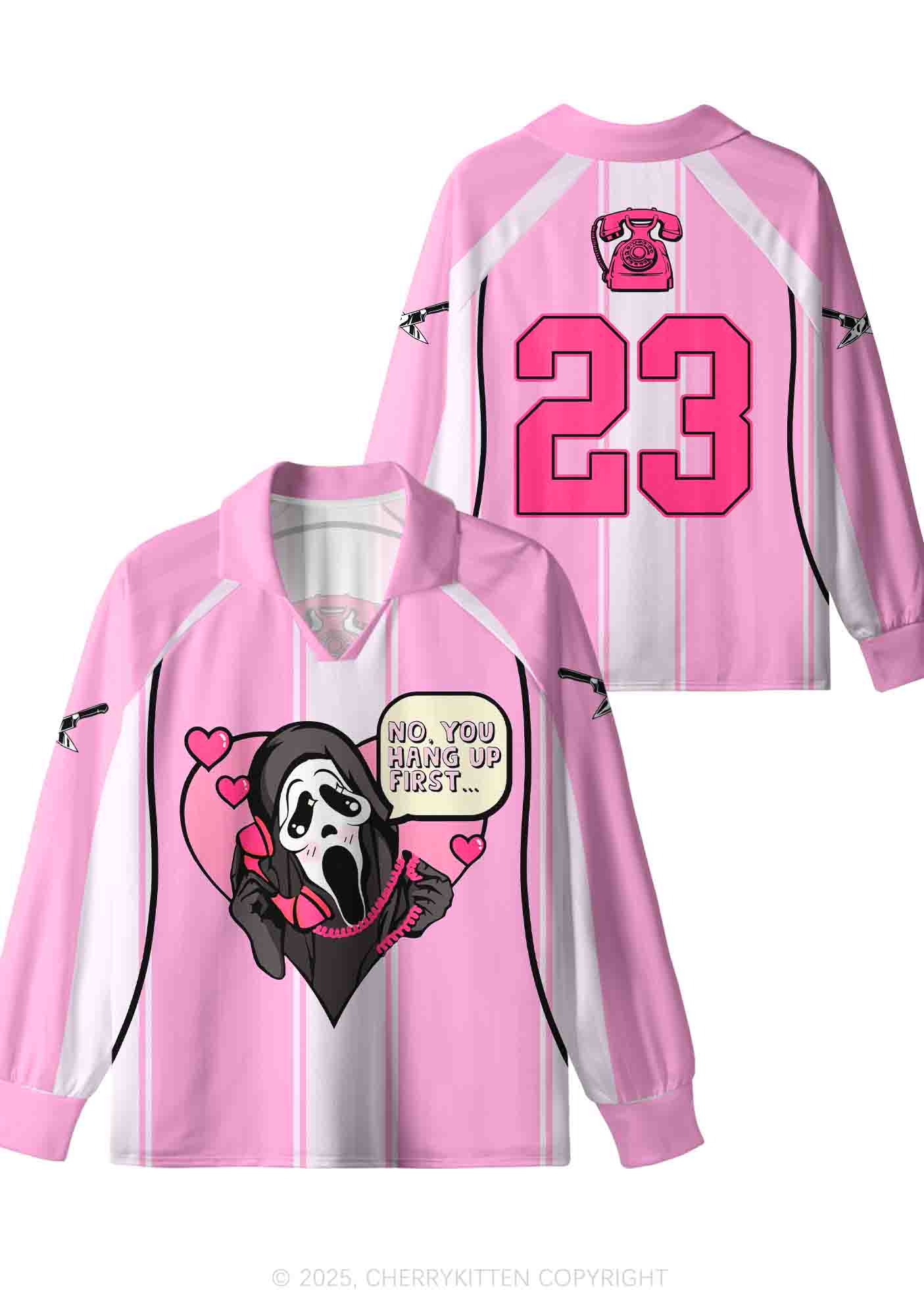 Halloween Custom Horror Hang Up Frist Y2K Sport Long Sleeve Jersey Shirts Cherrykitten - Image 3