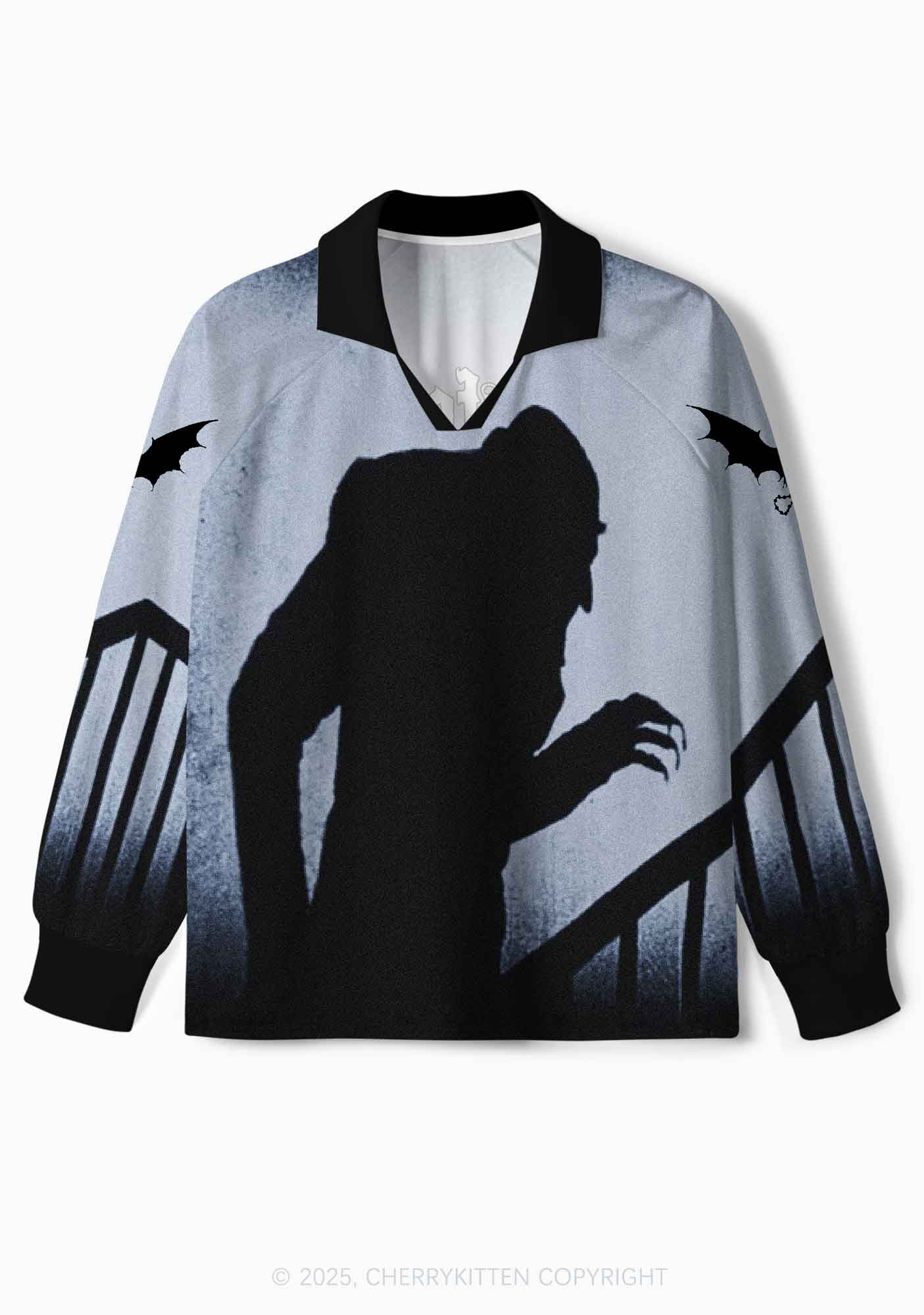 Halloween Custom Horror Shadow Y2K Long Sleeve Sport Jersey Shirts Cherrykitten - Image 2