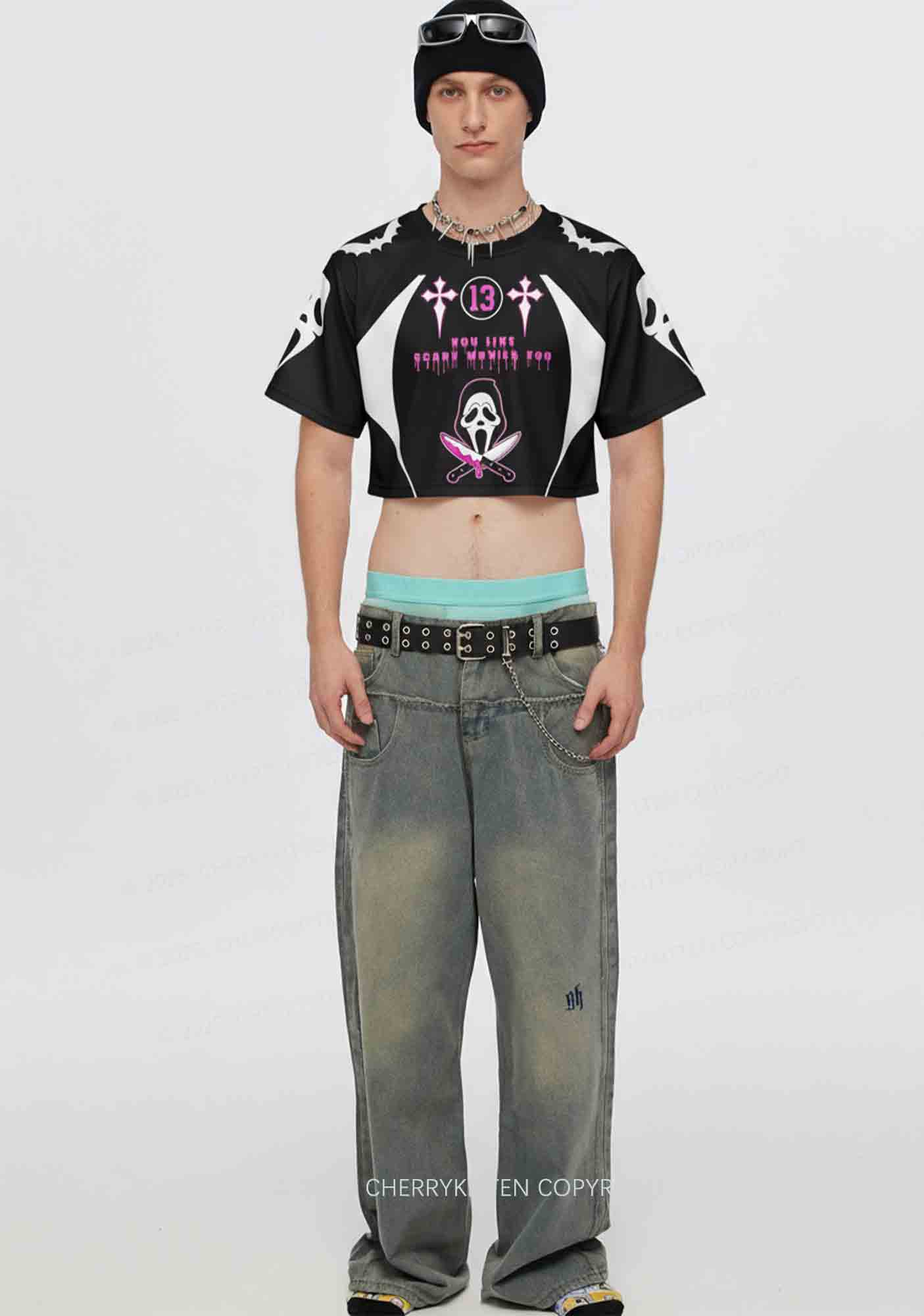 Halloween Custom Like Scary Movie Y2K Crop Sport Jersey Shirts Cherrykitten - Image 2