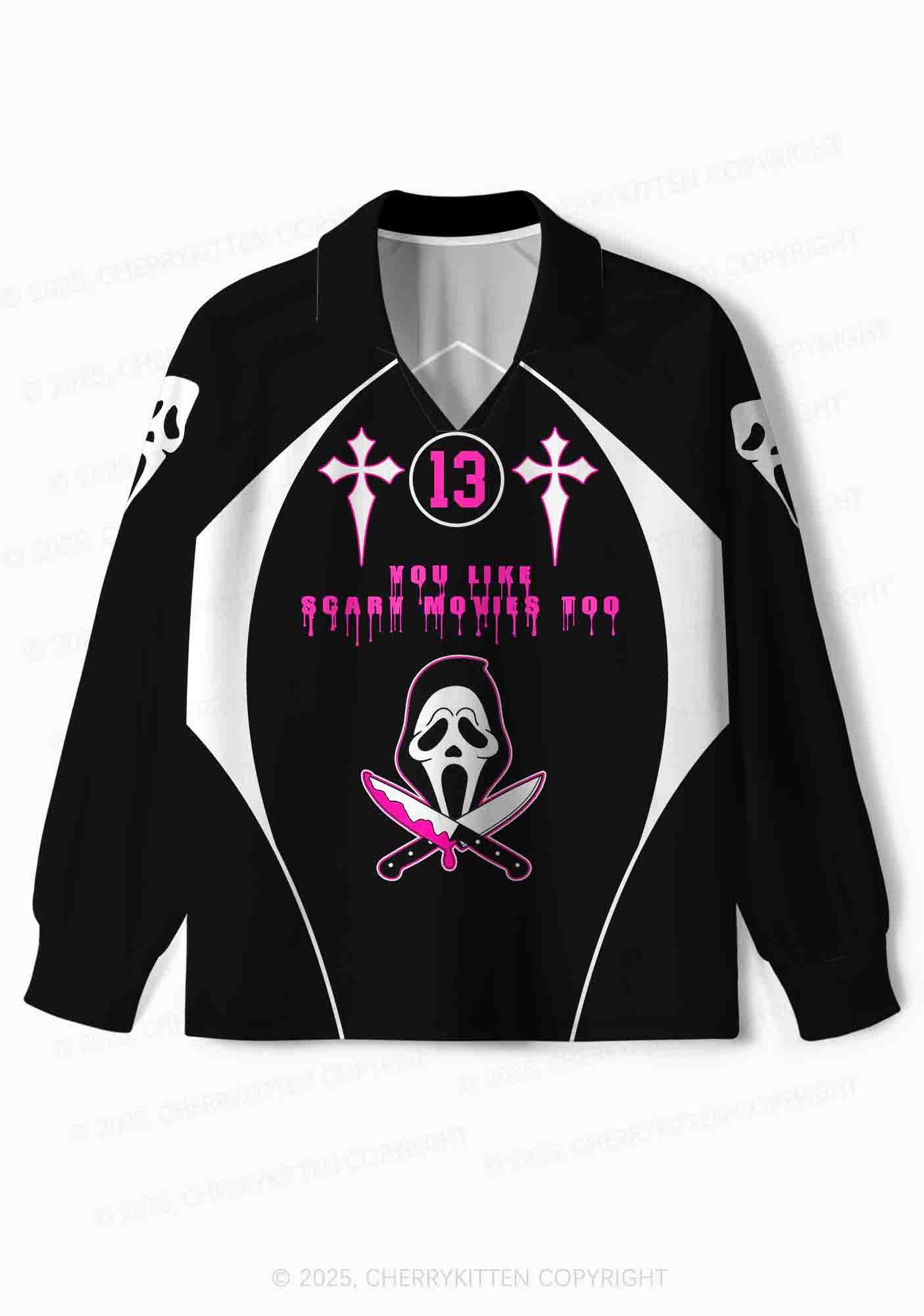 Halloween Custom Like Scary Movie Y2K Sport Long Sleeve Jersey Shirts Cherrykitten - Image 2