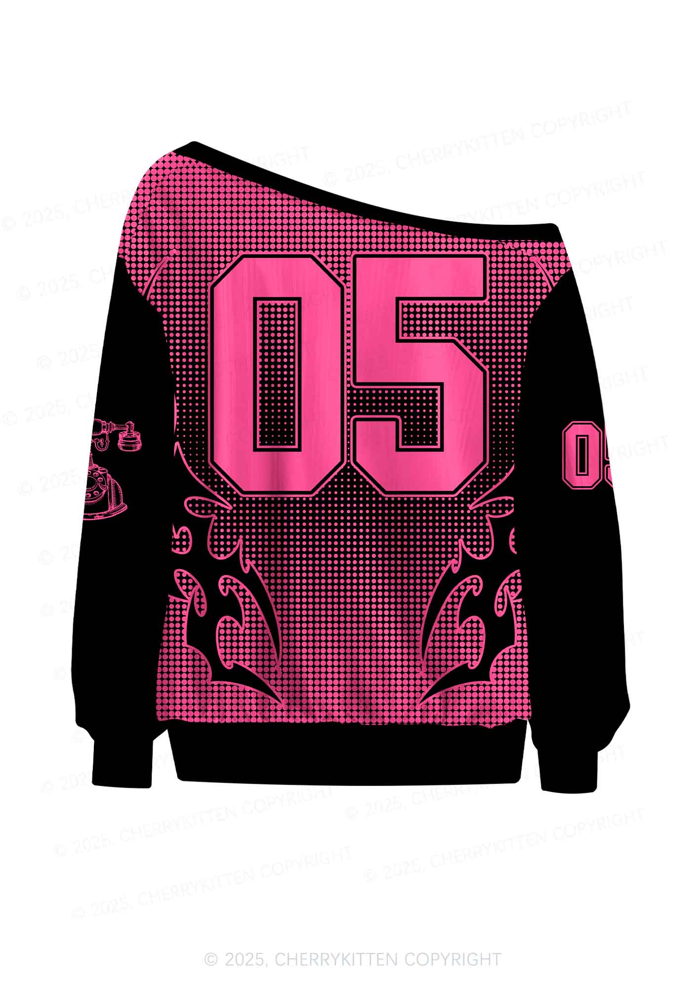 Halloween Custom Pink Horror Hang Up Heart Y2K Off Shoulder Long Sleeve Sport Jersey Shirts Cherrykitten - Image 2