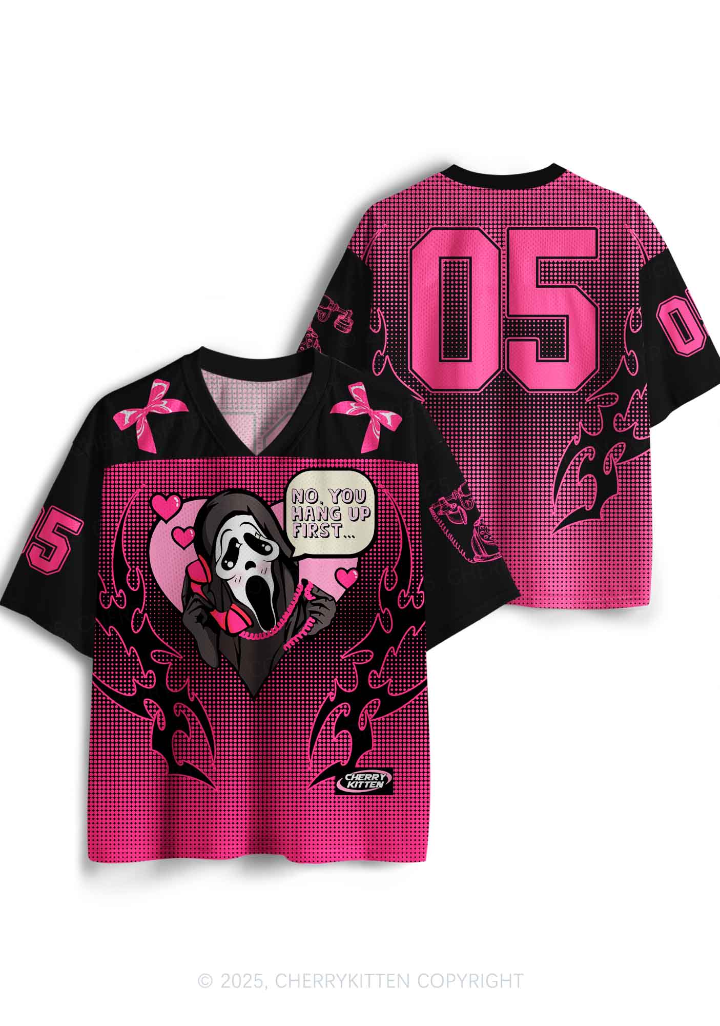 Halloween Custom Pink Horror Hang Up Heart Y2K Sport Jersey Shirts Cherrykitten - Image 3