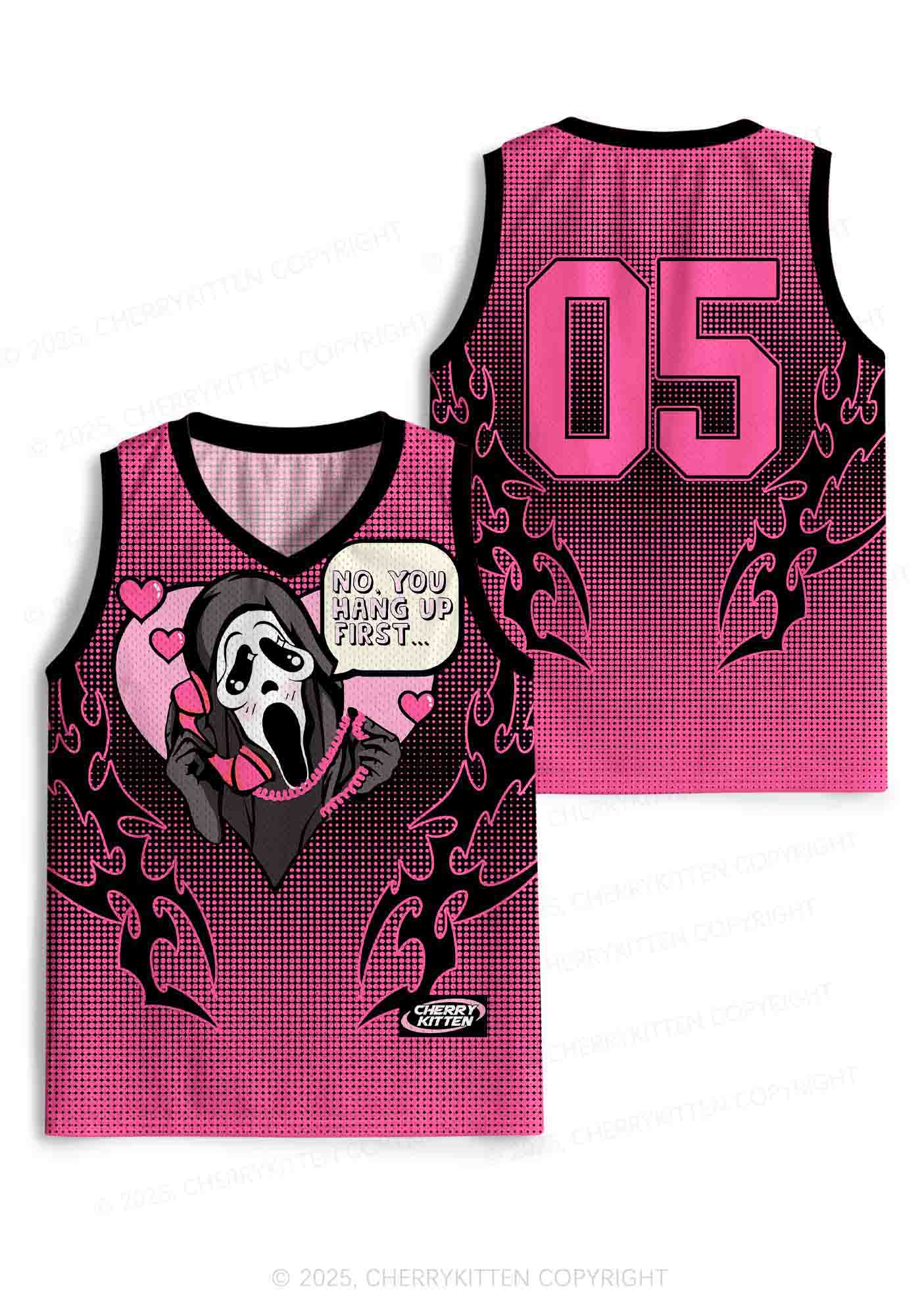Halloween Custom Pink Horror Hang Up Heart Y2K Sport Jersey Tank Cherrykitten - Image 3