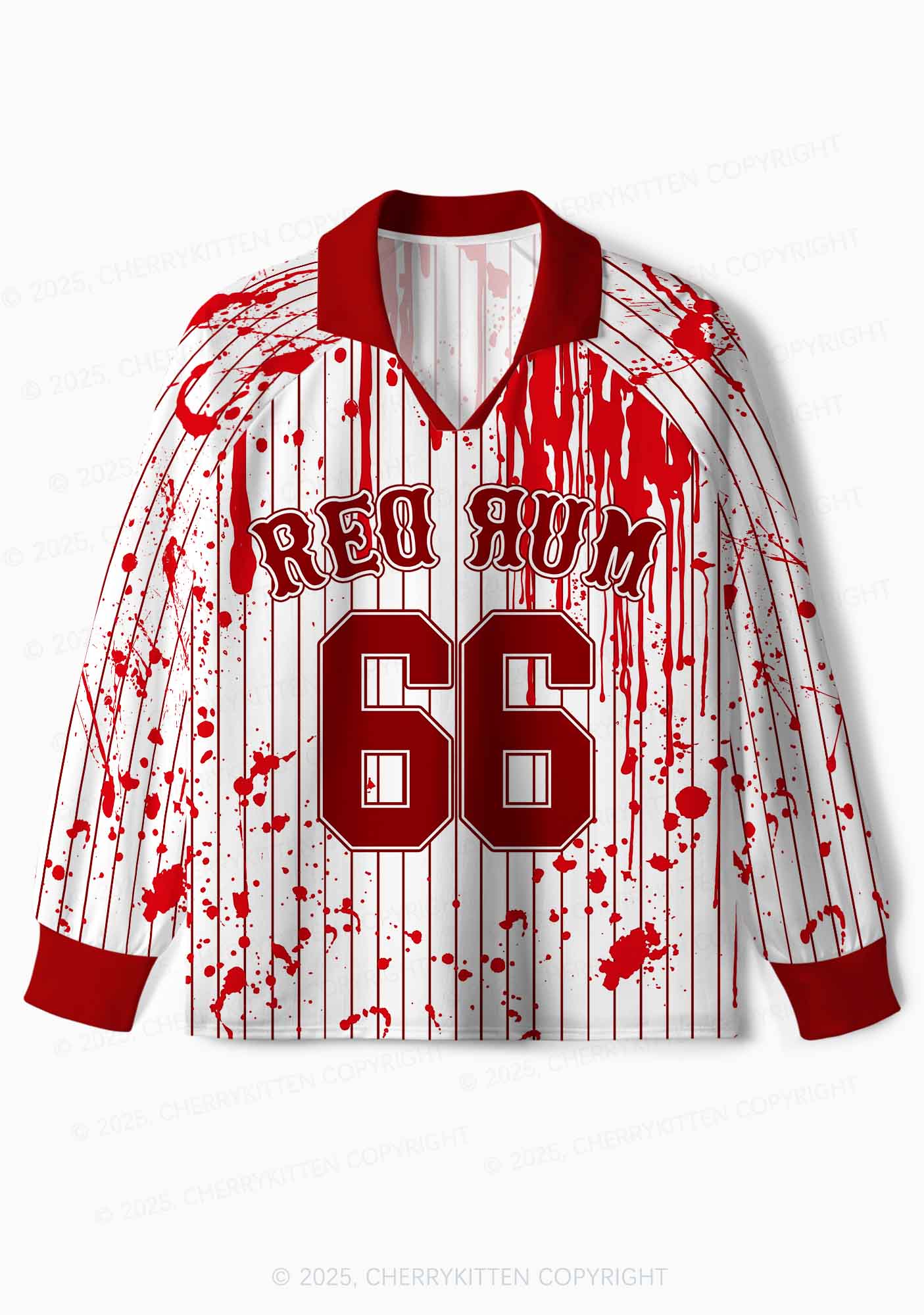 Halloween Custom Red Rum Blood Y2K Sport Long Sleeve Jersey Shirts Cherrykitten - Image 2