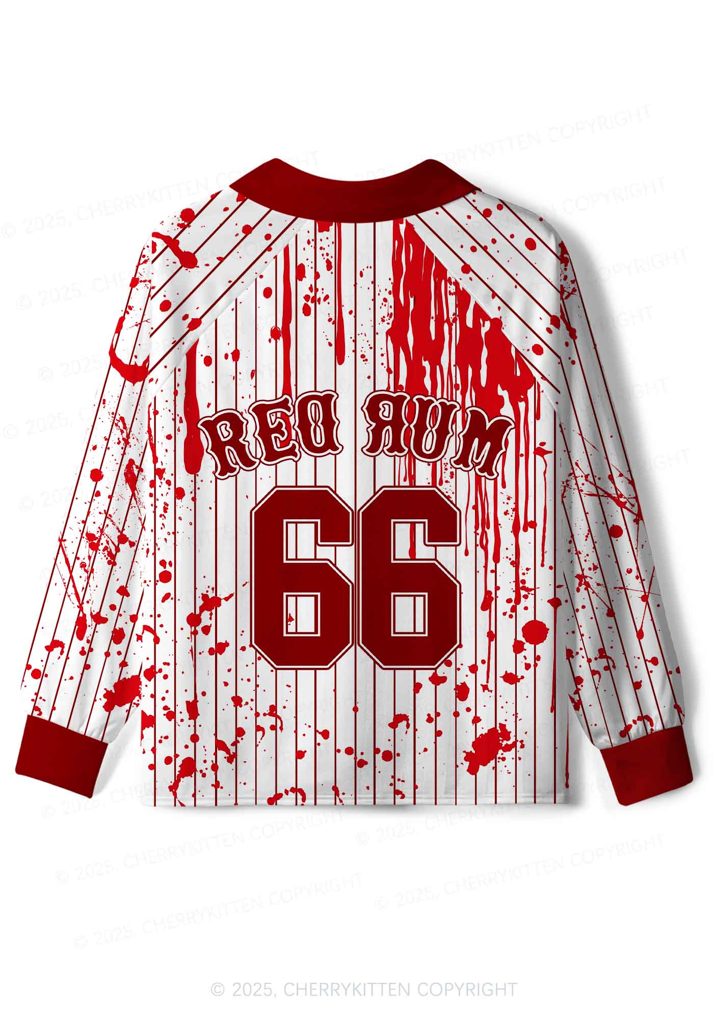 Halloween Custom Red Rum Blood Y2K Sport Long Sleeve Jersey Shirts Cherrykitten - Image 3
