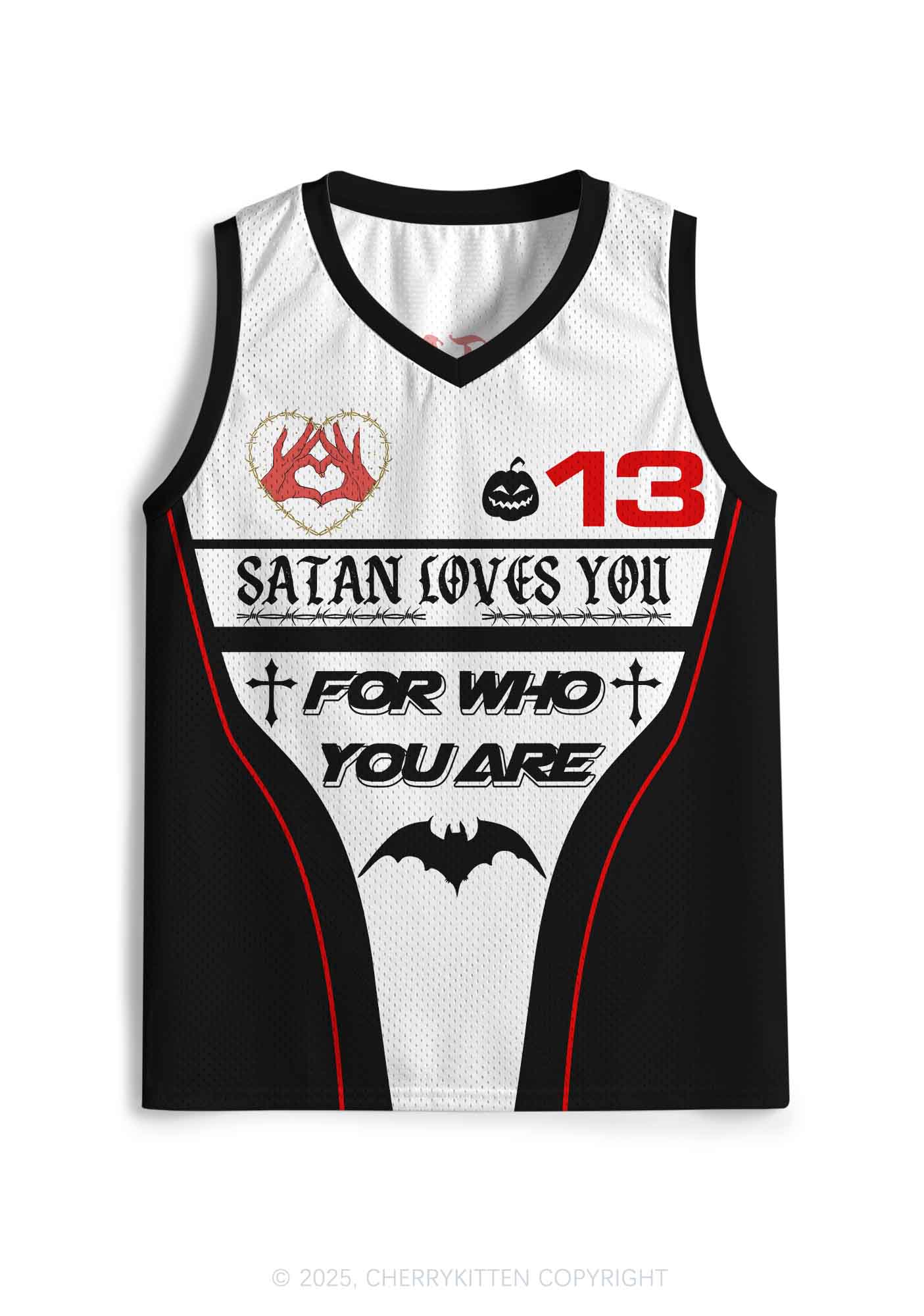Halloween Custom Satan Loves Y2K Sport Jersey Tank Cherrykitten - Image 2