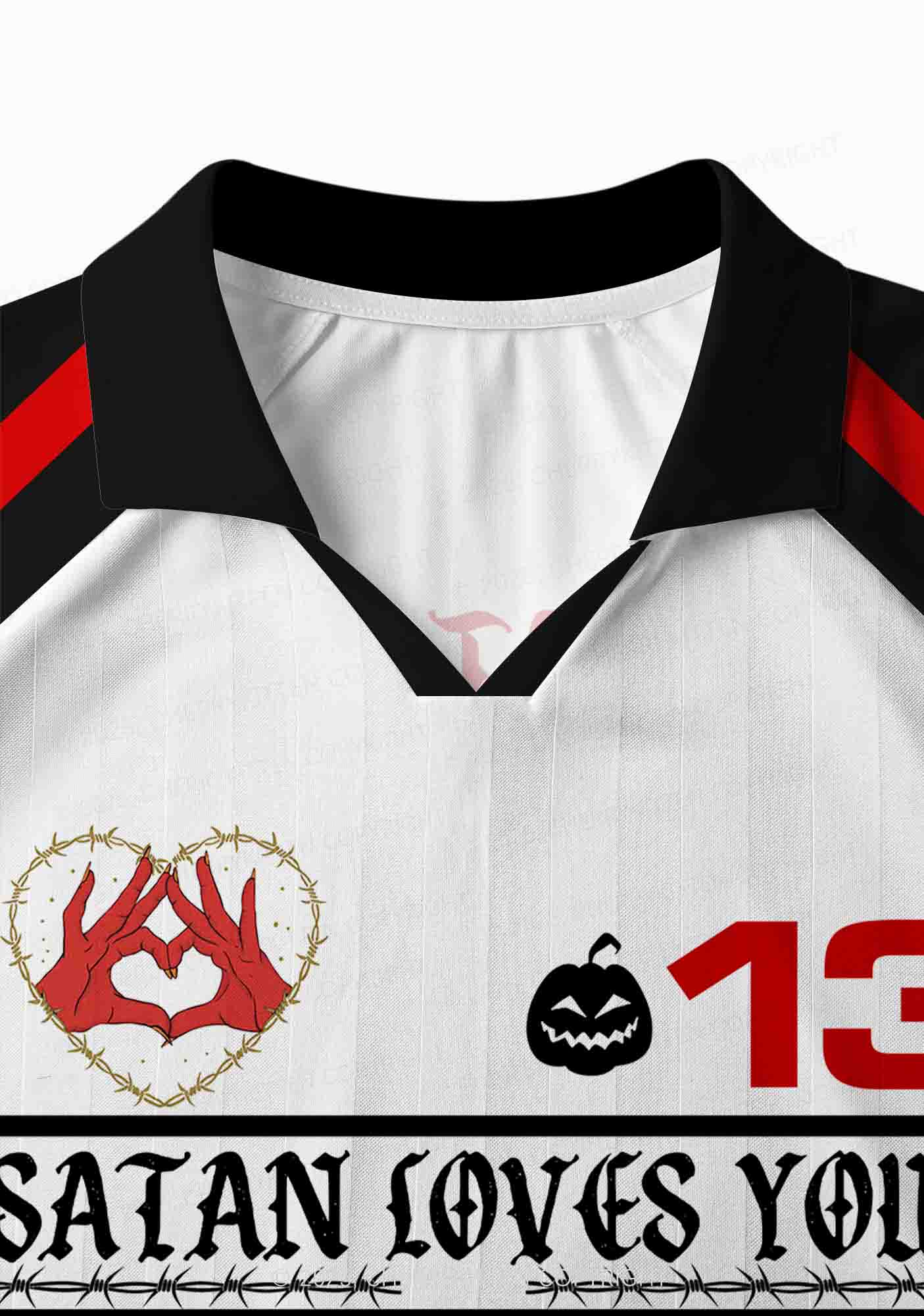Halloween Custom Satan Loves Y2K Sport Long Sleeve Jersey Shirts Cherrykitten - Image 4