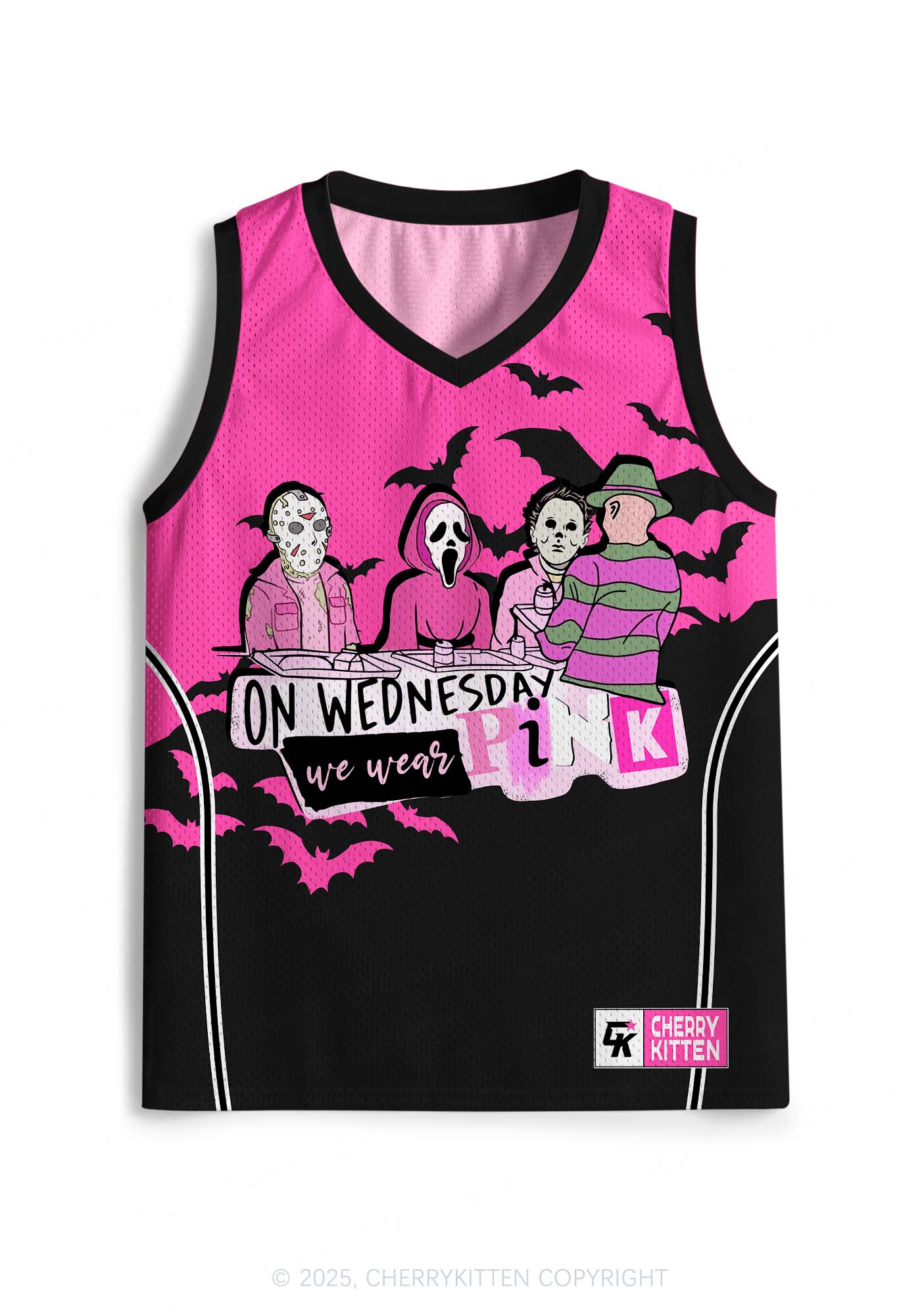 Halloween Custom We Wear Pink Y2K Sport Jersey Tank Cherrykitten - Image 2