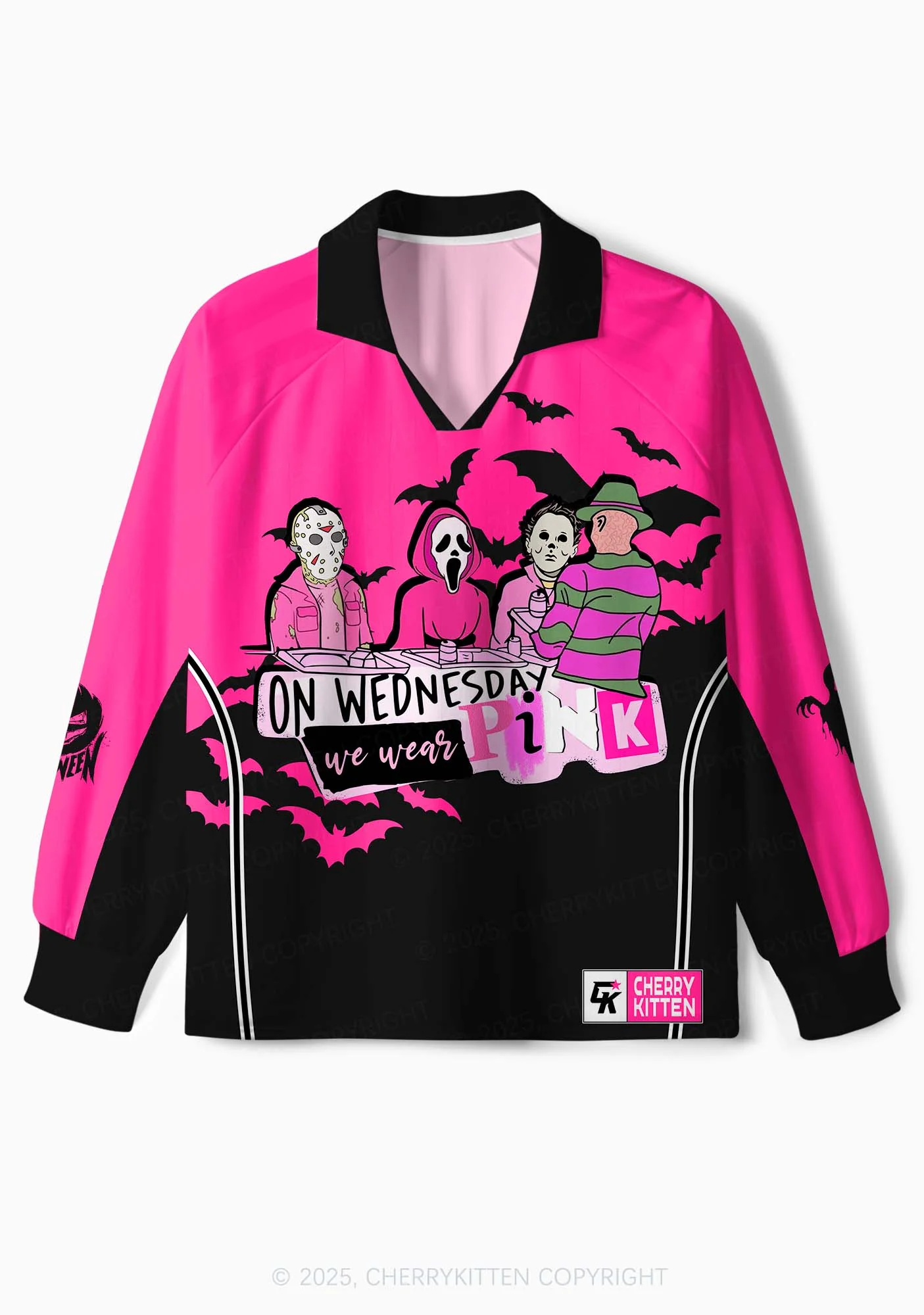 Halloween Custom We Wear Pink Y2K Sport Long Sleeve Jersey Shirts Cherrykitten - Image 2