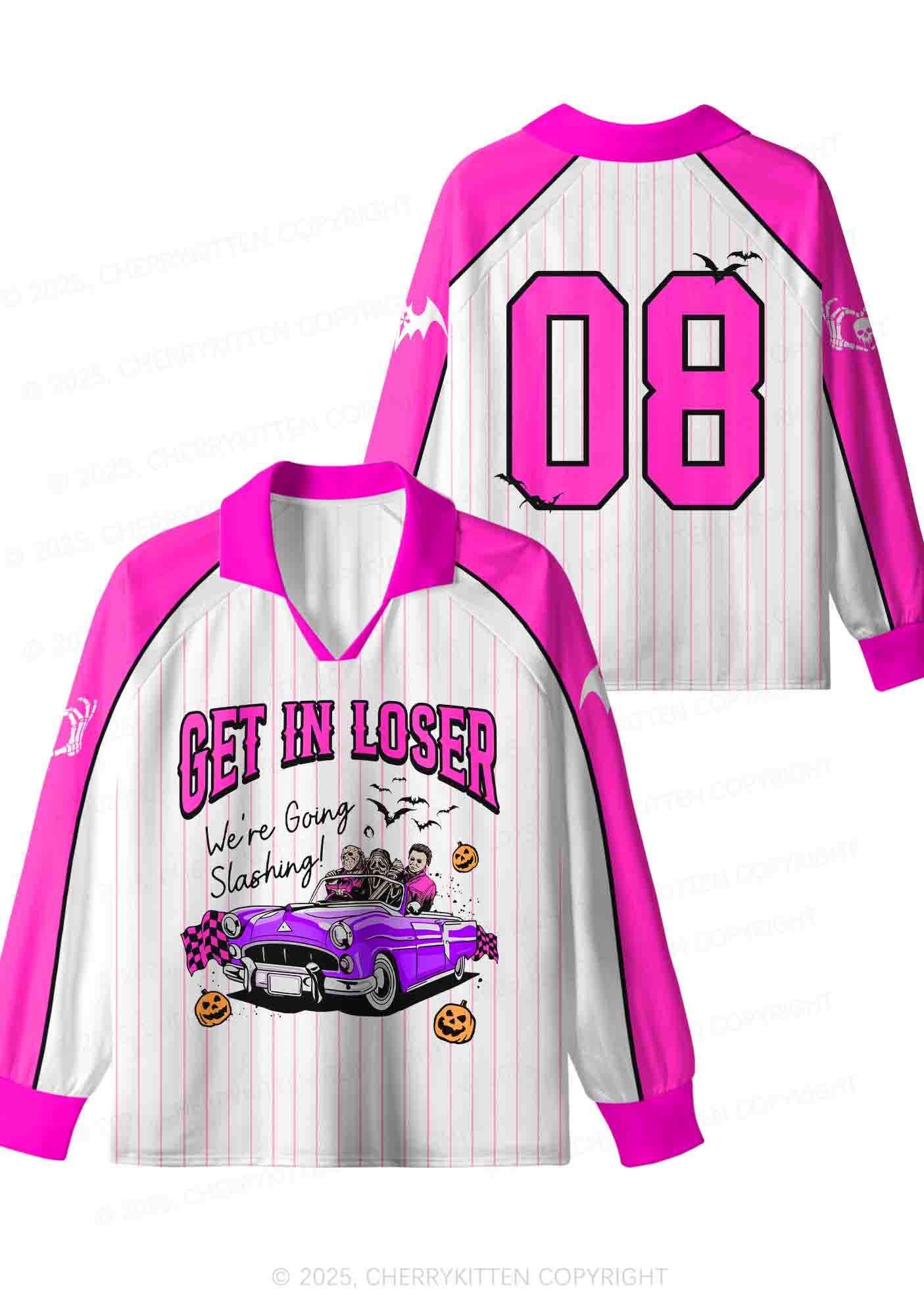 Halloween Custom White Going Slashing Y2K Sport Long Sleeve Jersey Shirts Cherrykitten - Image 3