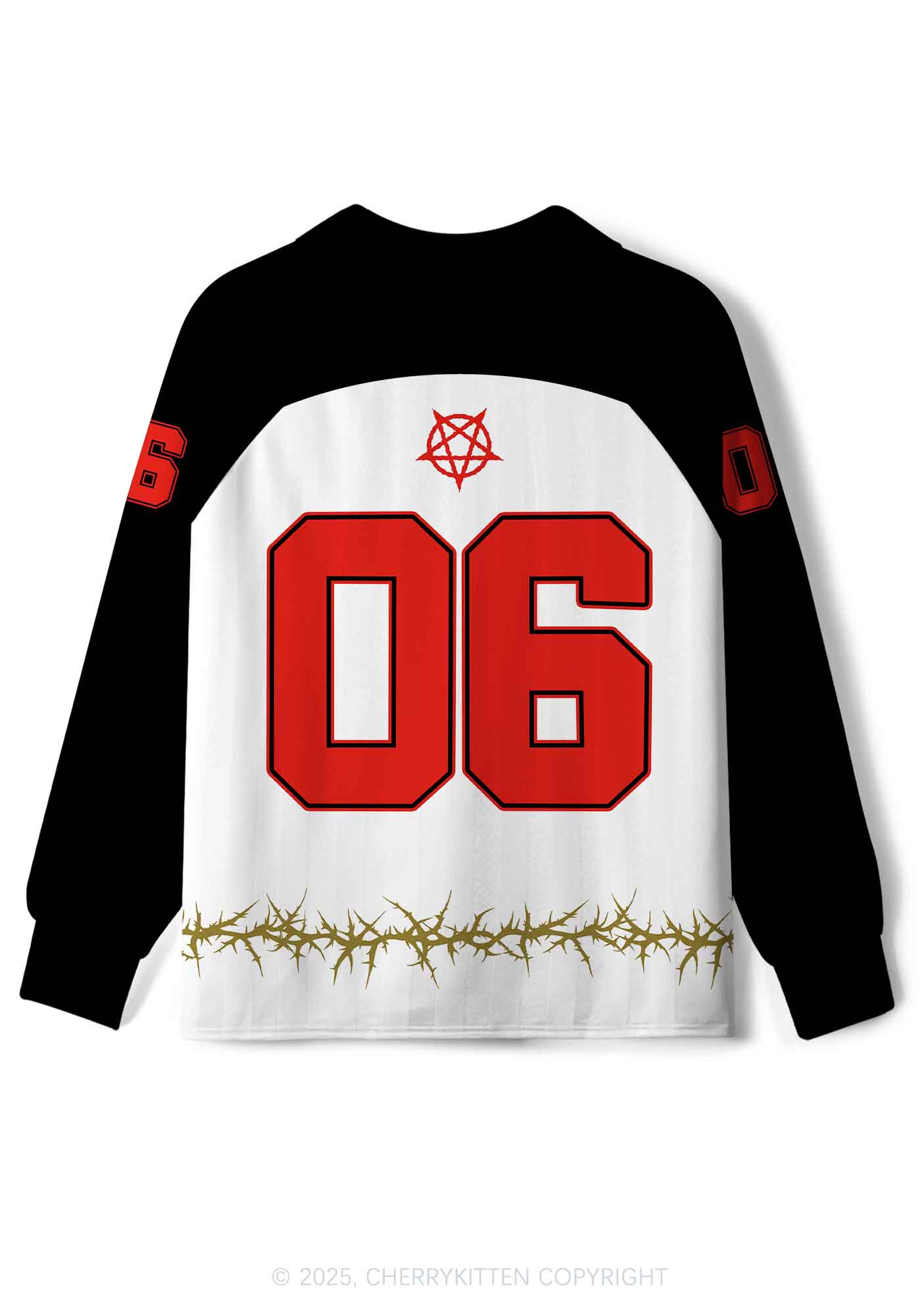 Halloween Custom White Satan Heart Y2K Long Sleeve Sport Jersey Shirts Cherrykitten - Image 2