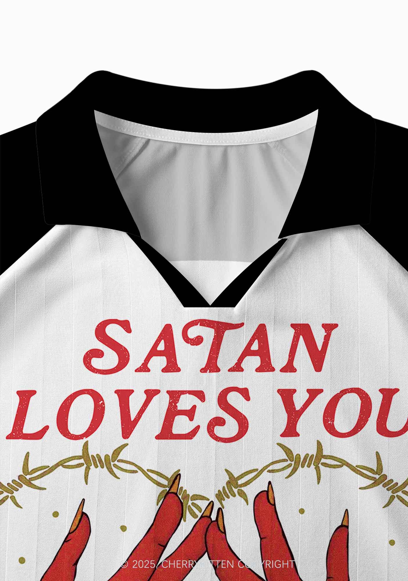 Halloween Custom White Satan Heart Y2K Long Sleeve Sport Jersey Shirts Cherrykitten - Image 4