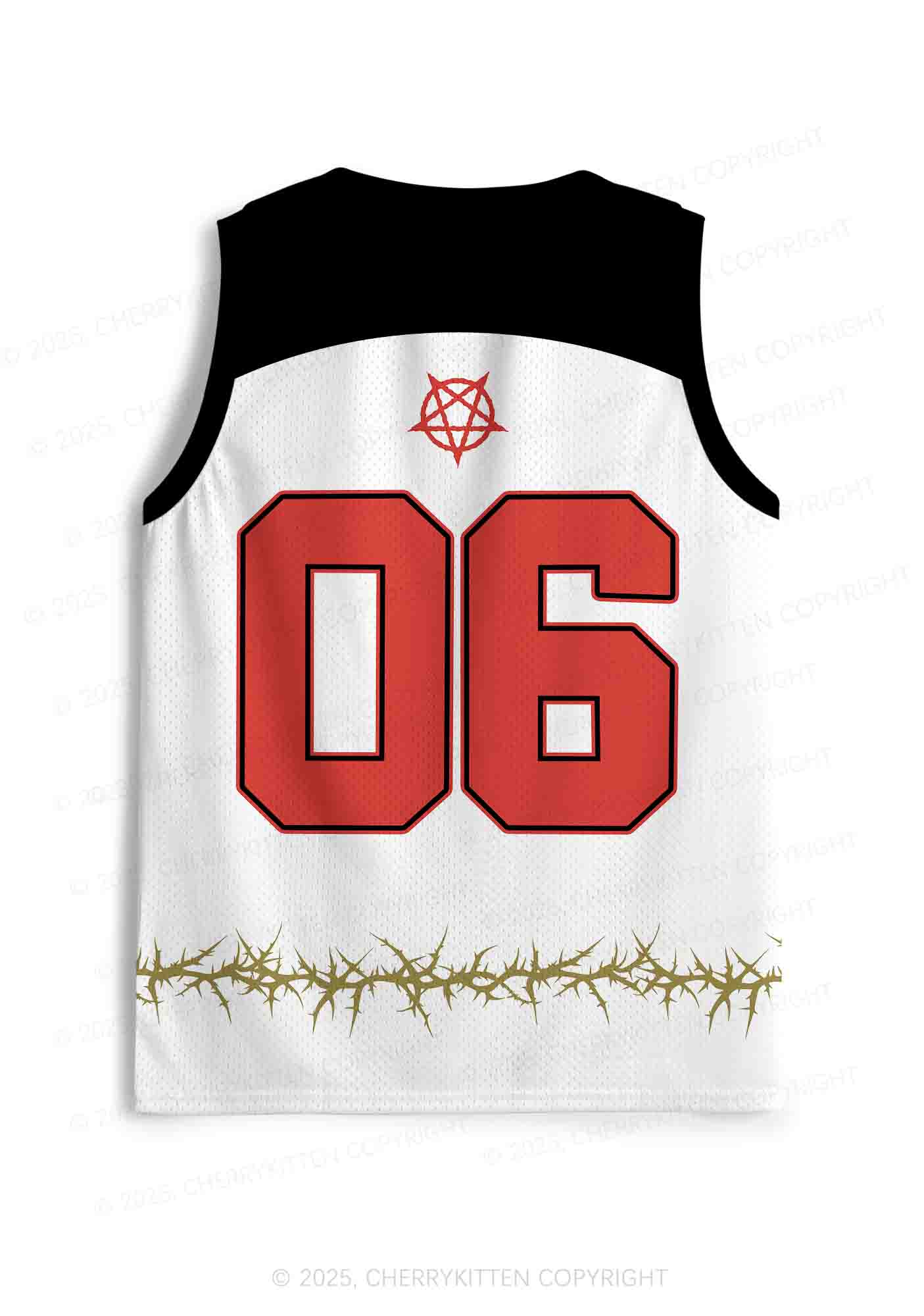 Halloween Custom White Satan Heart Y2K Sport Jersey Tank Cherrykitten - Image 2