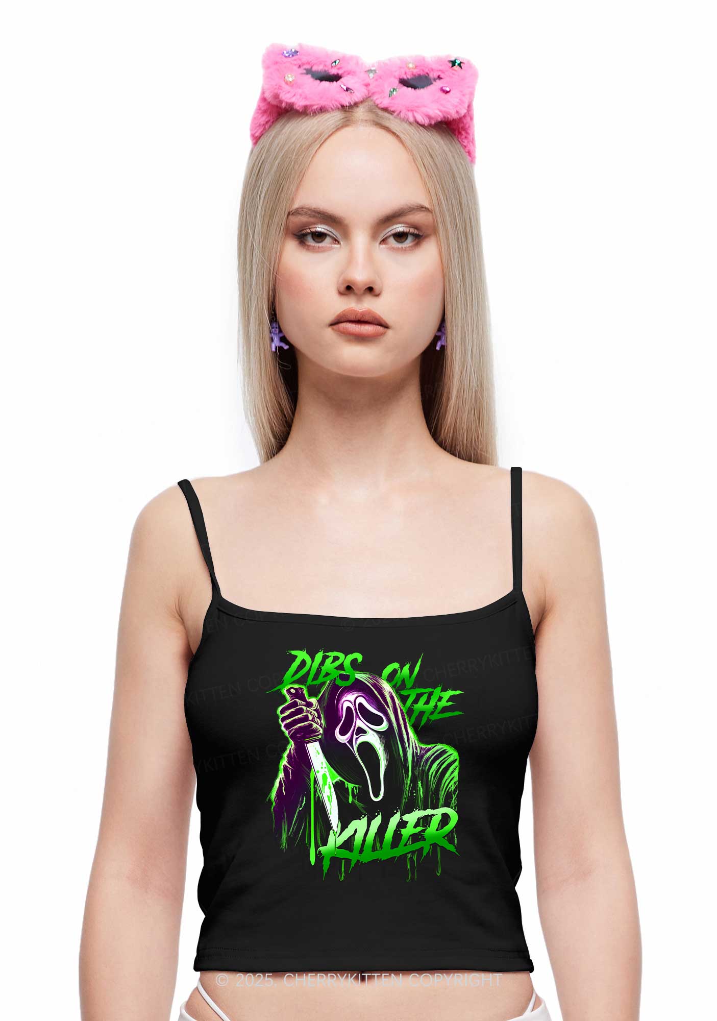 Halloween Dibs On The Killer Y2K Spaghetti Strap Cami Cherrykitten - Image 2