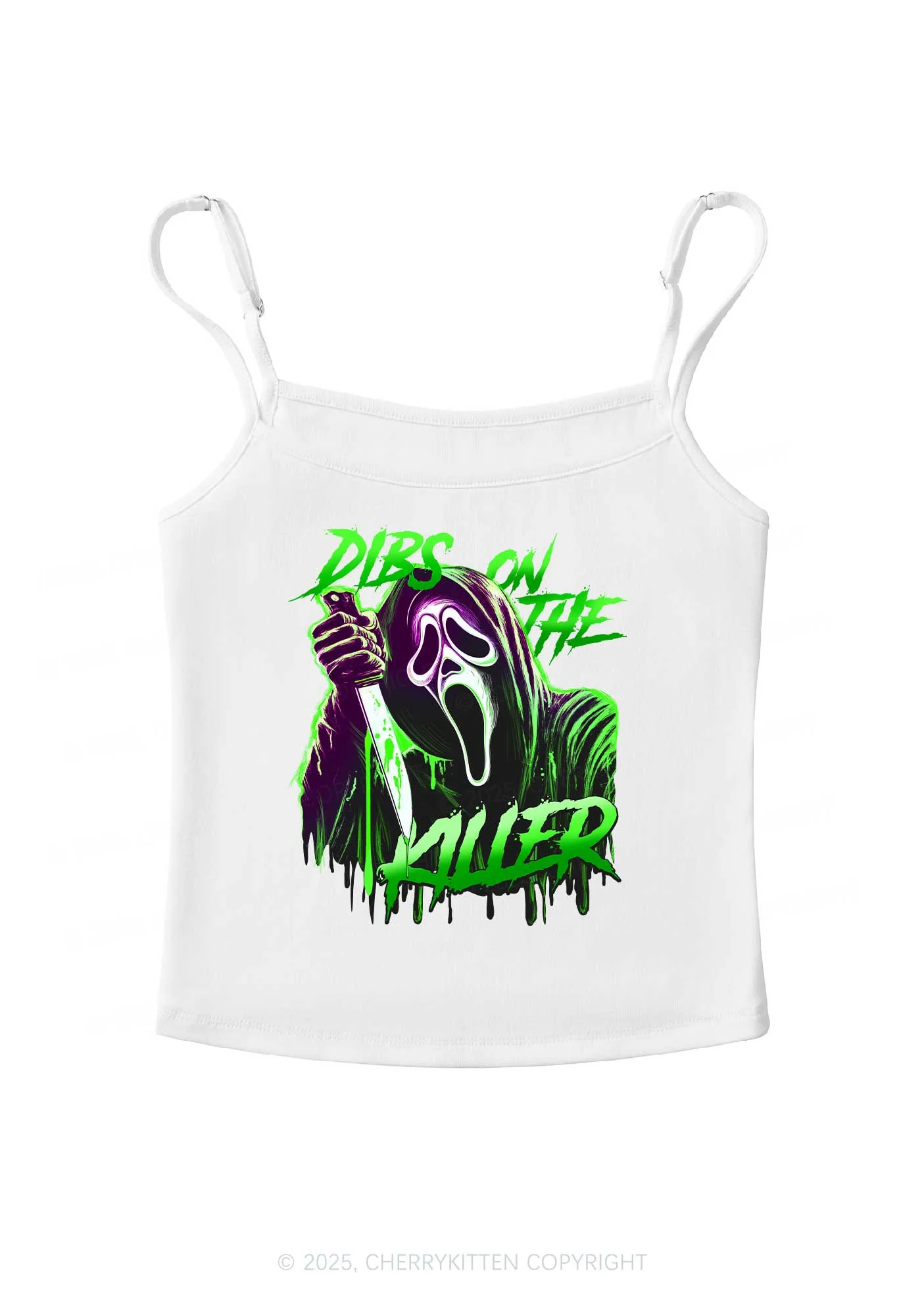 Halloween Dibs On The Killer Y2K Spaghetti Strap Cami Cherrykitten - Image 3