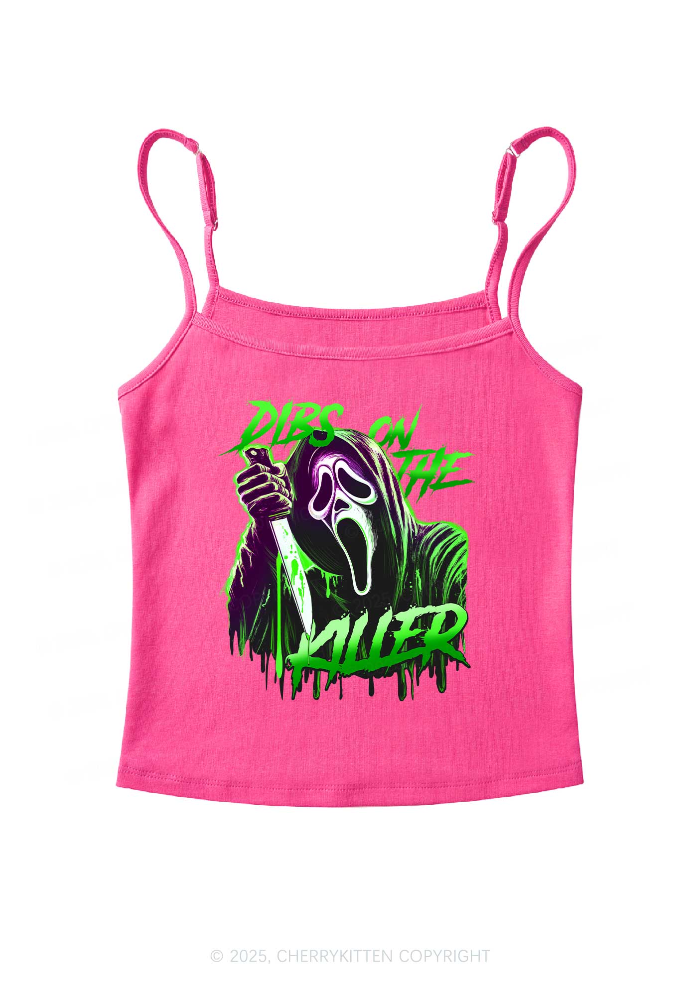 Halloween Dibs On The Killer Y2K Spaghetti Strap Cami Cherrykitten - Image 4