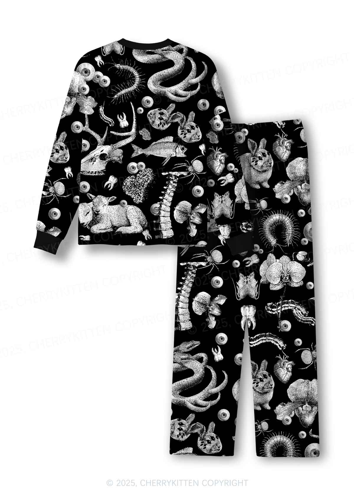 Halloween Eye You Forever Y2K Print Long Sleeve Pajama Set Cherrykitten - Image 3