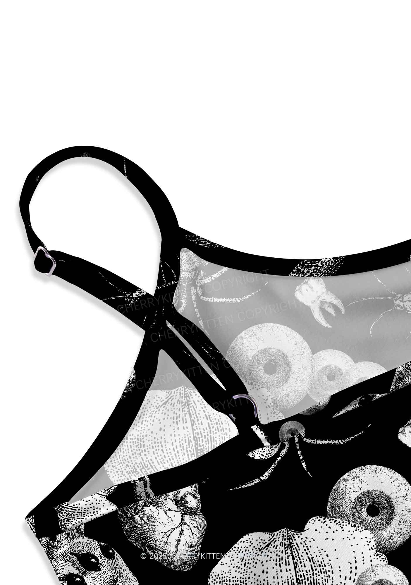Halloween Dark Sheep Bone Y2K Print Slip Dress Cherrykitten - Image 3