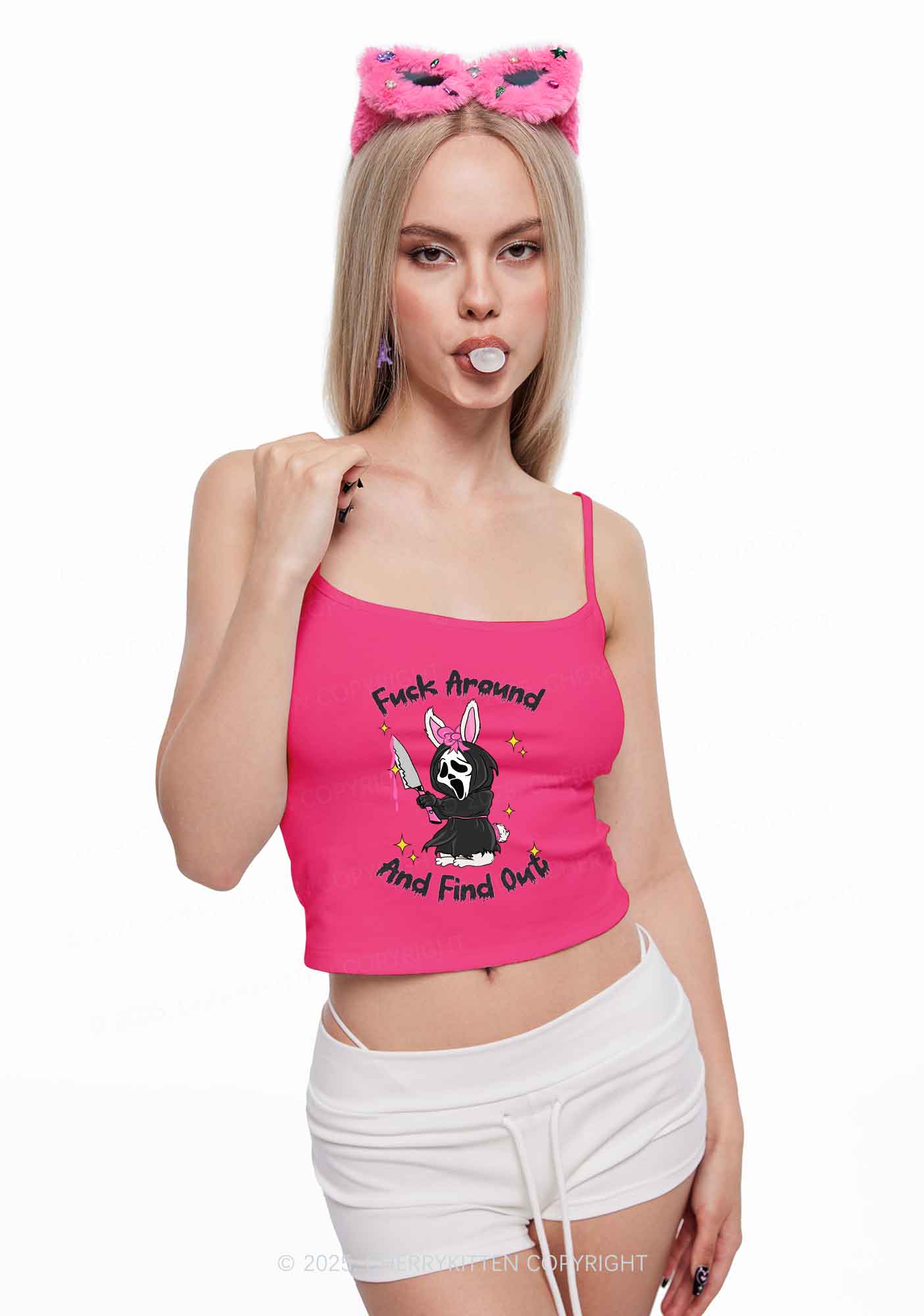 Halloween Fxxk Around Find Out Y2K Spaghetti Strap Cami Cherrykitten - Image 2