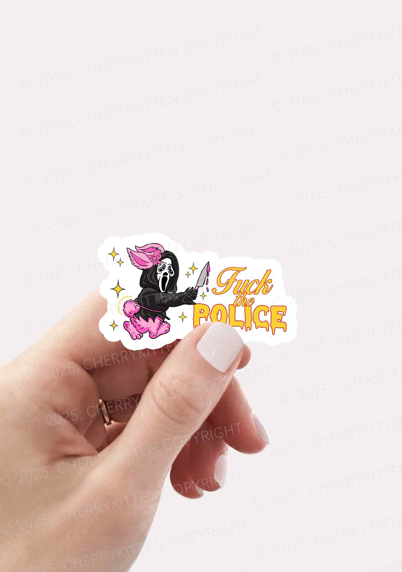 Halloween Fxxk The Police 1pc Y2K Sticker Cherrykitten - Image 2