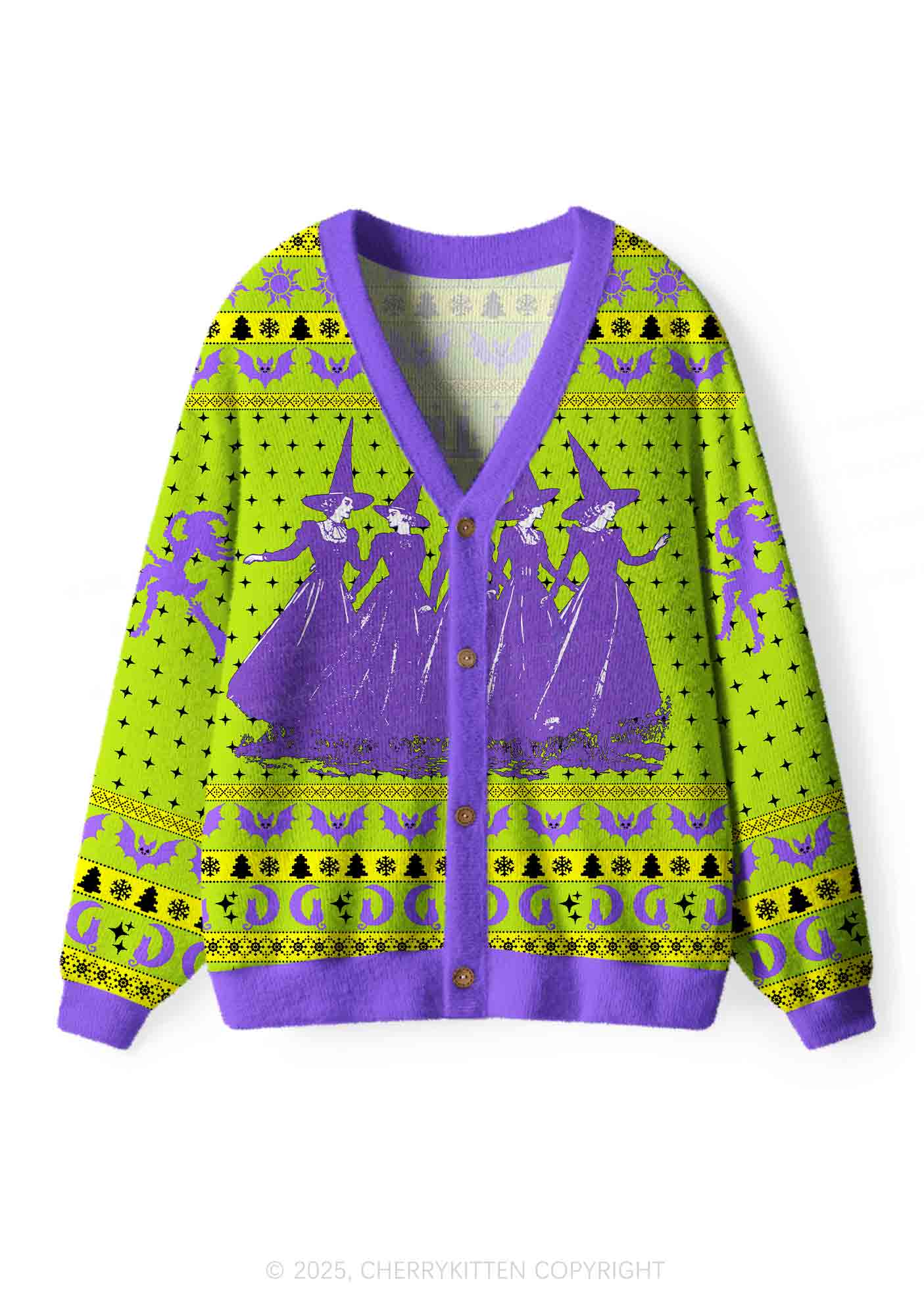 Halloween Girls Will Be Girls Y2K Christmas Cardigan Knit Sweatshirt Cherrykitten - Image 2
