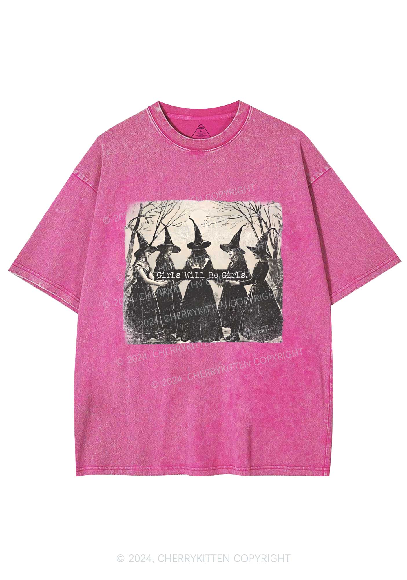 Halloween Girls Will Be Girls Y2K Washed Tee Cherrykitten - Image 4