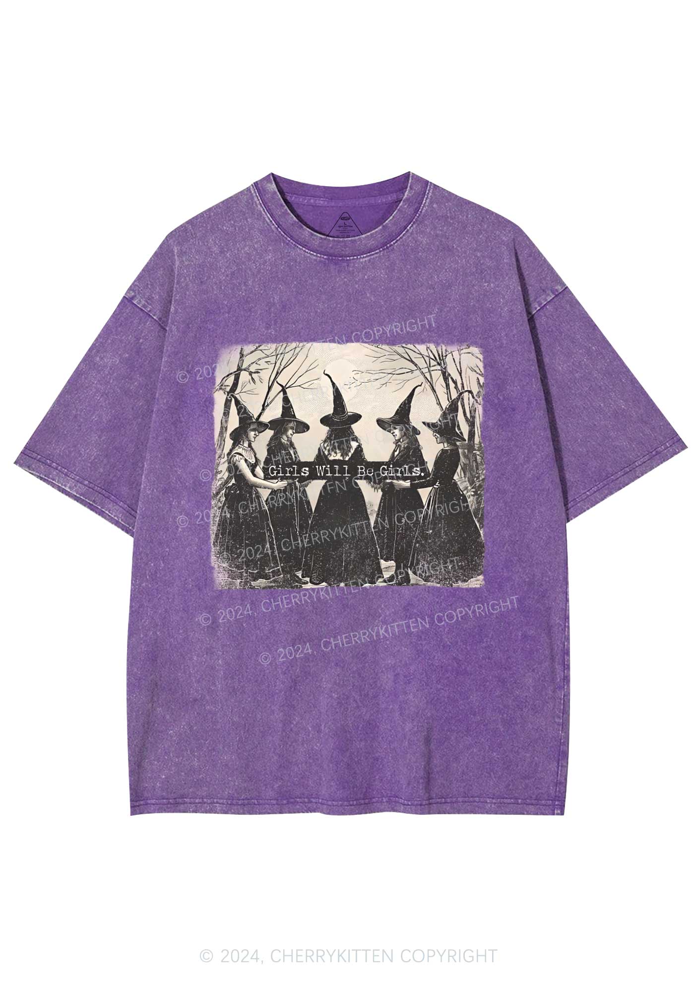 Halloween Girls Will Be Girls Y2K Washed Tee Cherrykitten - Image 5