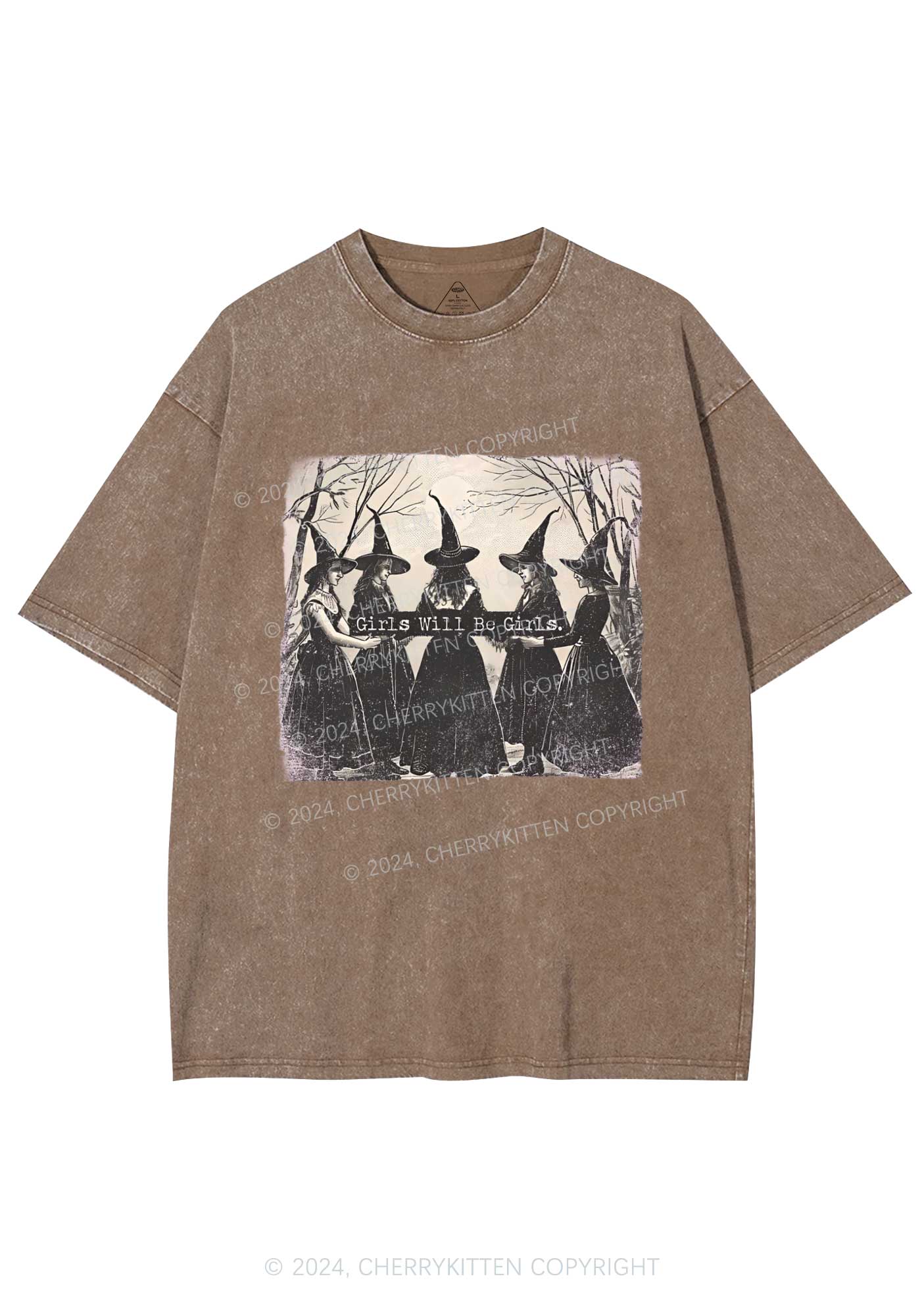 Halloween Girls Will Be Girls Y2K Washed Tee Cherrykitten - Image 7