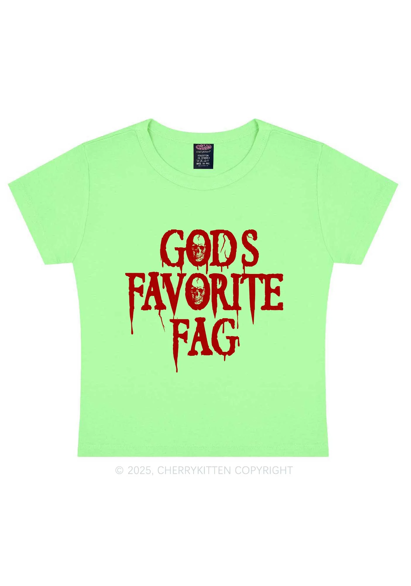Halloween Gods Favorite Fag Pride Y2K Baby Tee Cherrykitten - Image 11