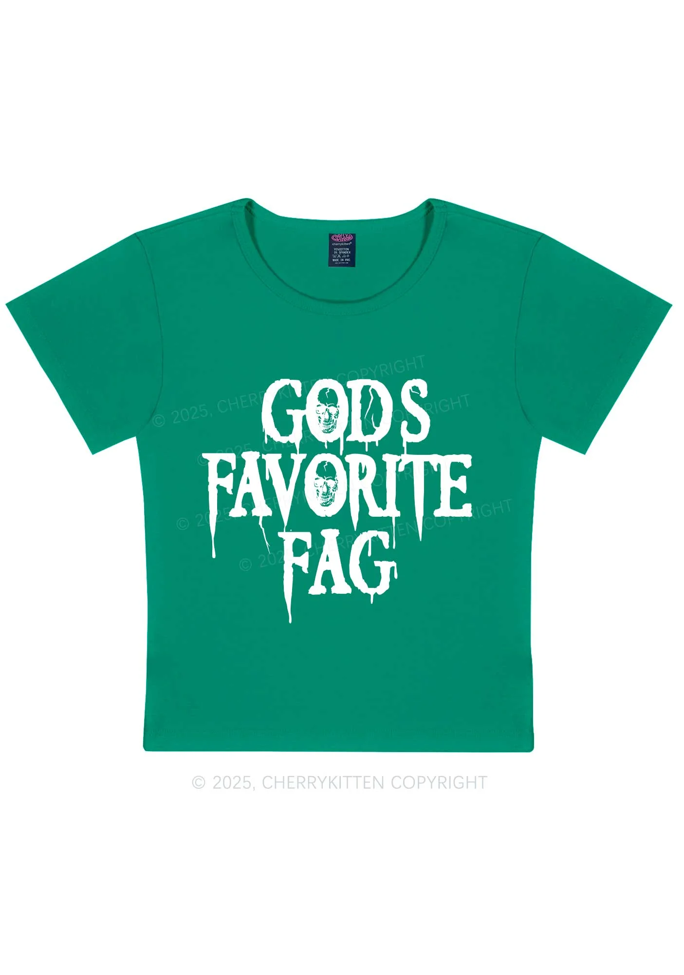 Halloween Gods Favorite Fag Pride Y2K Baby Tee Cherrykitten - Image 13