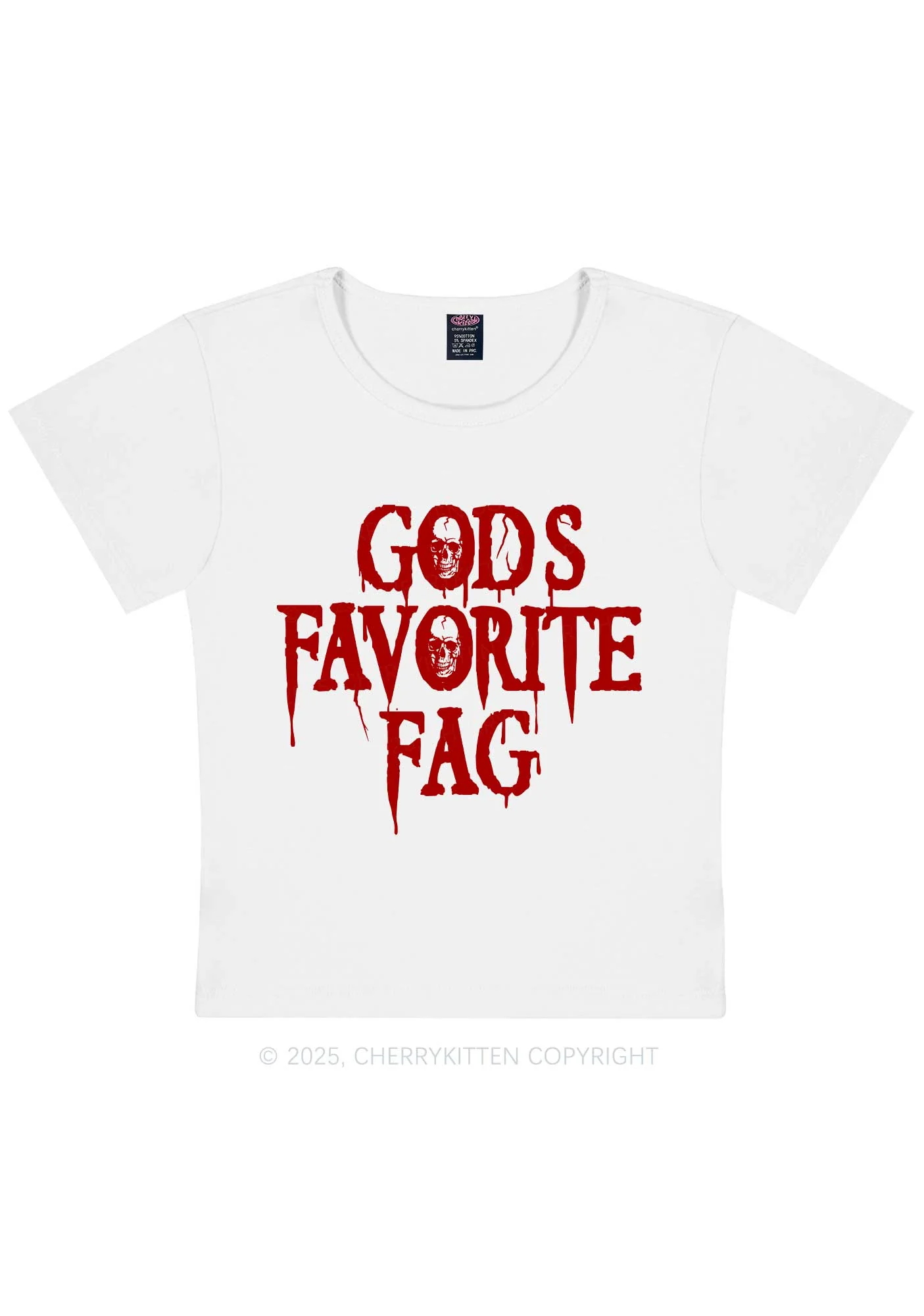 Halloween Gods Favorite Fag Pride Y2K Baby Tee Cherrykitten - Image 4