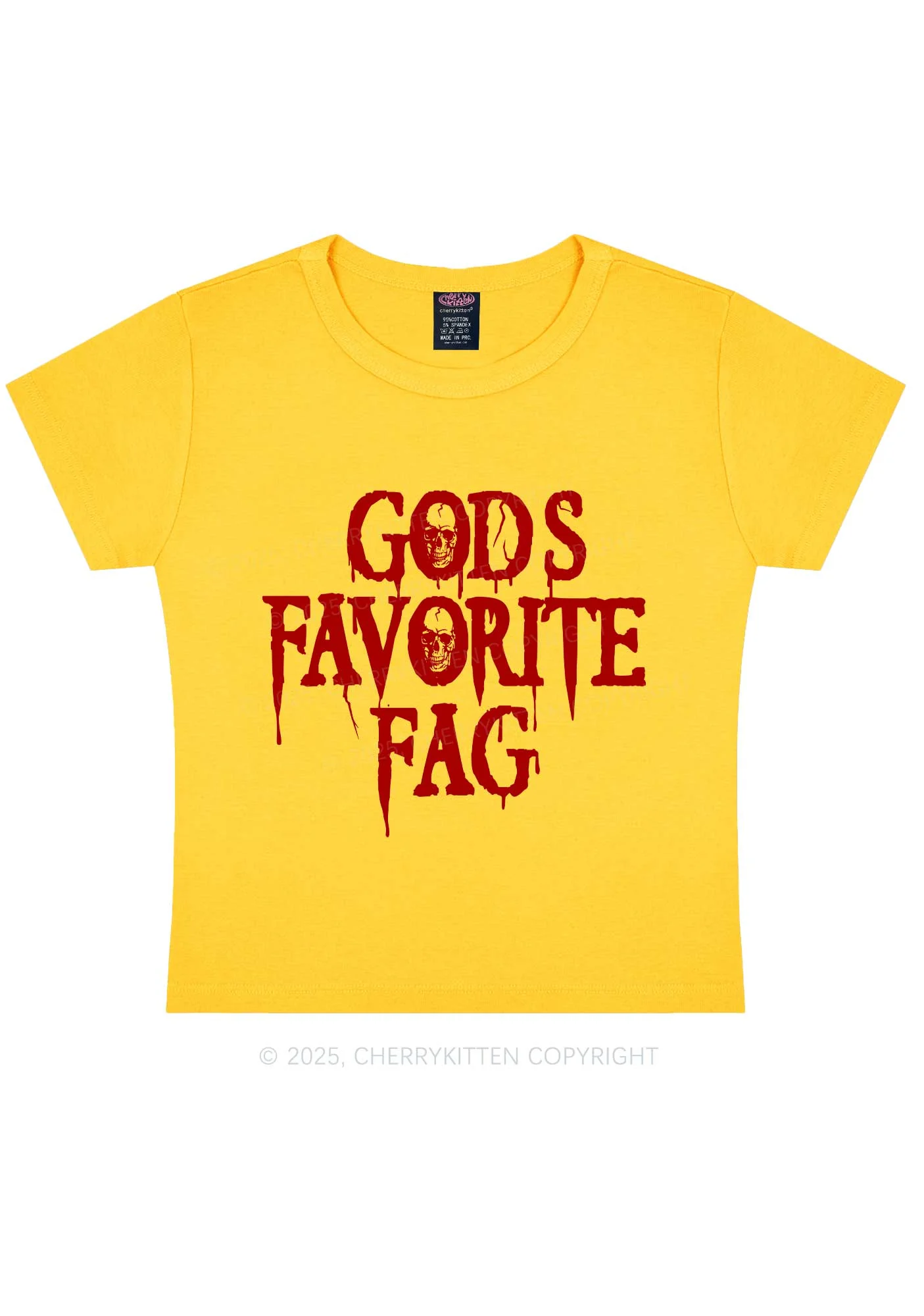Halloween Gods Favorite Fag Pride Y2K Baby Tee Cherrykitten - Image 6