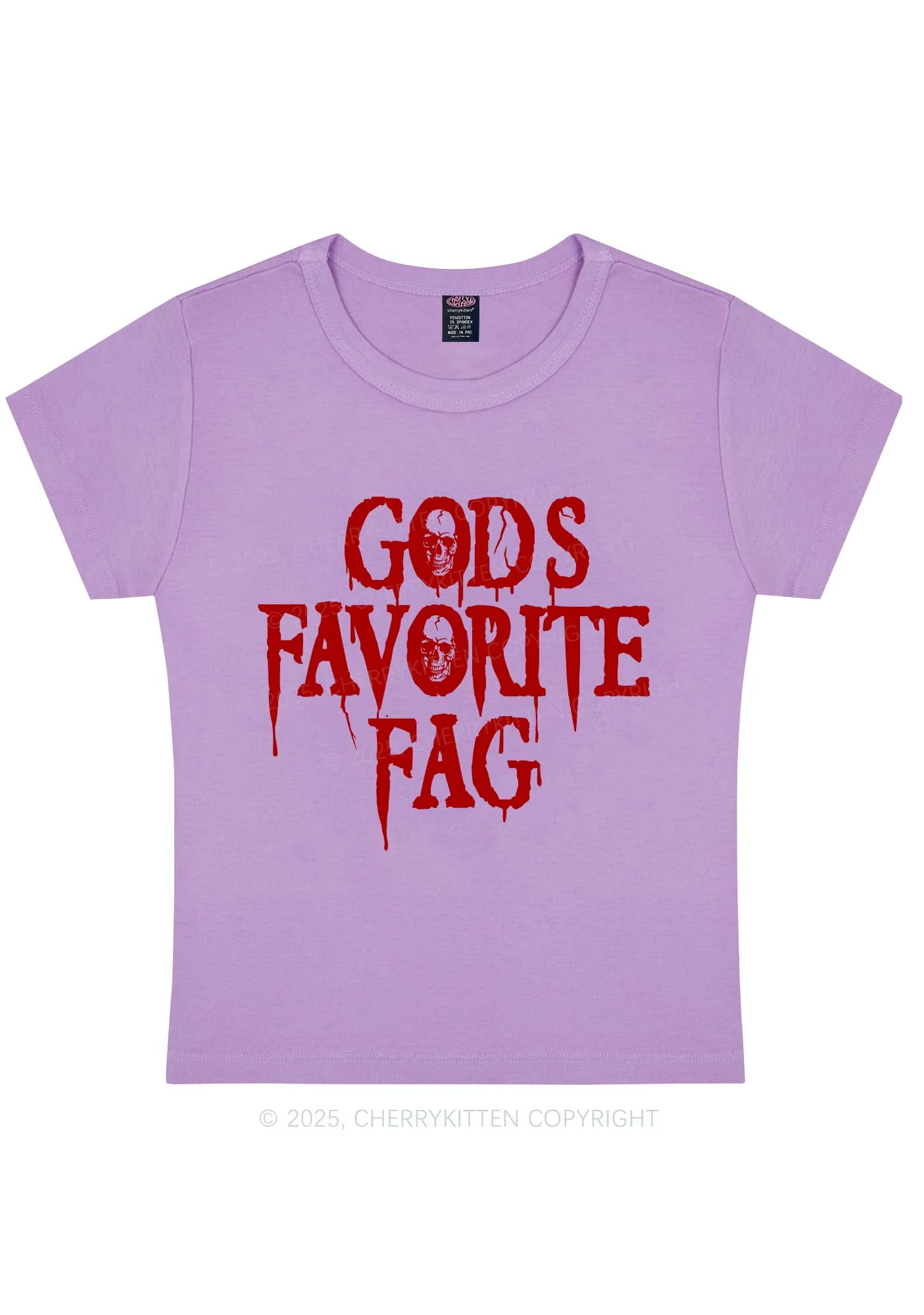 Halloween Gods Favorite Fag Pride Y2K Baby Tee Cherrykitten - Image 7