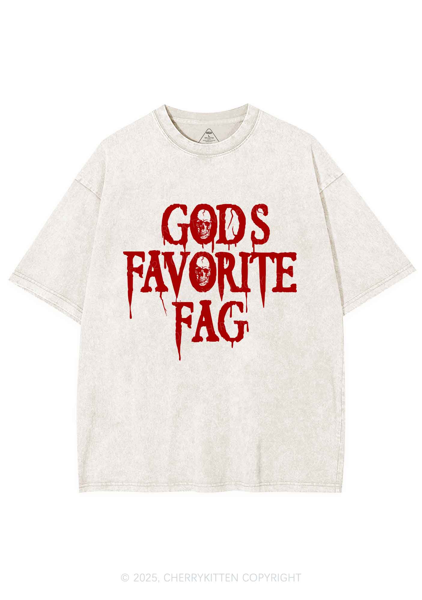 Halloween Gods Favorite Fag Pride Y2K Shirts Washed Tee Cherrykitten - Image 3