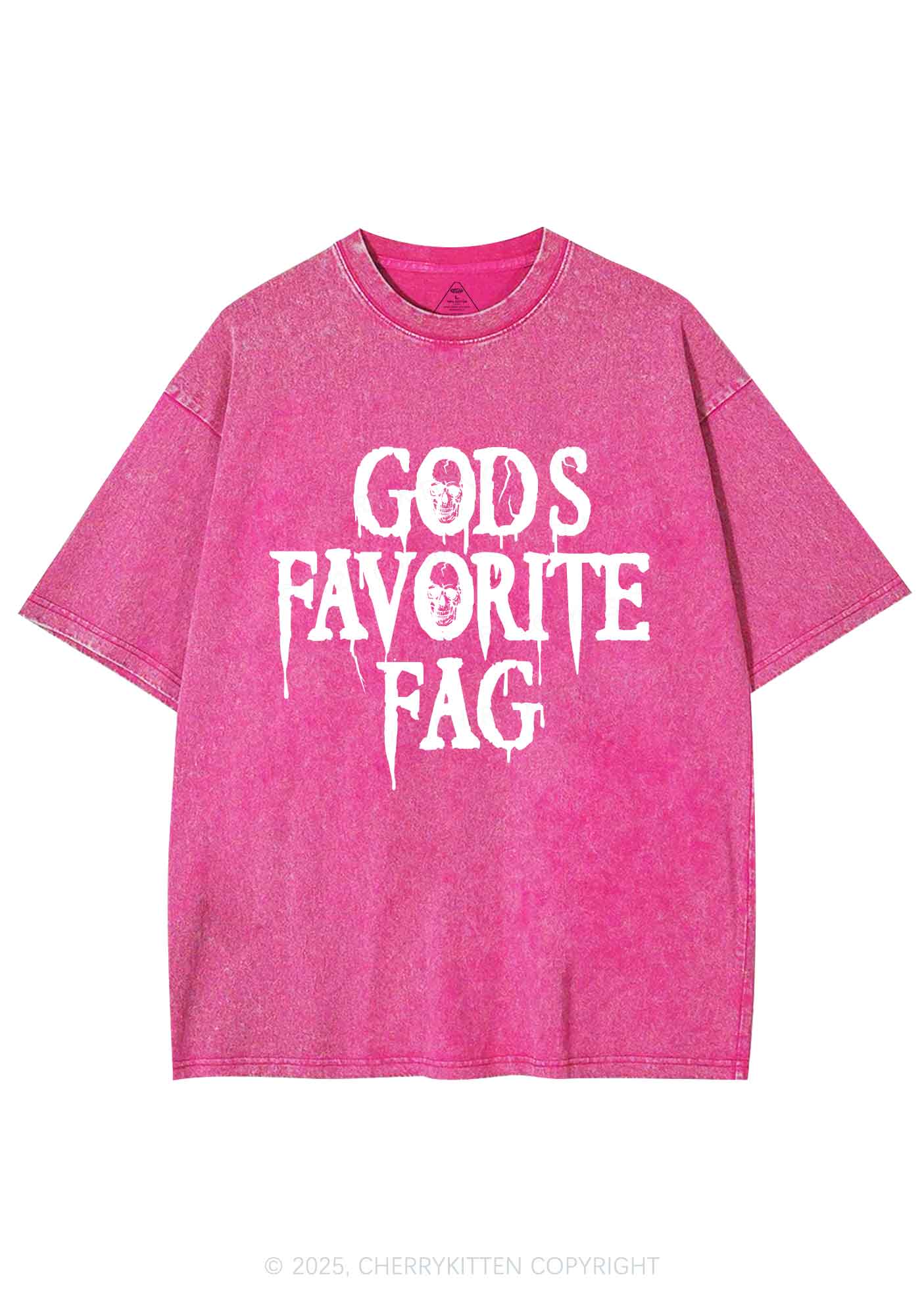 Halloween Gods Favorite Fag Pride Y2K Shirts Washed Tee Cherrykitten - Image 4