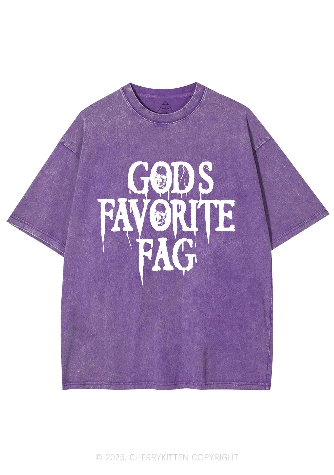 Halloween Gods Favorite Fag Pride Y2K Shirts Washed Tee Cherrykitten - Image 5