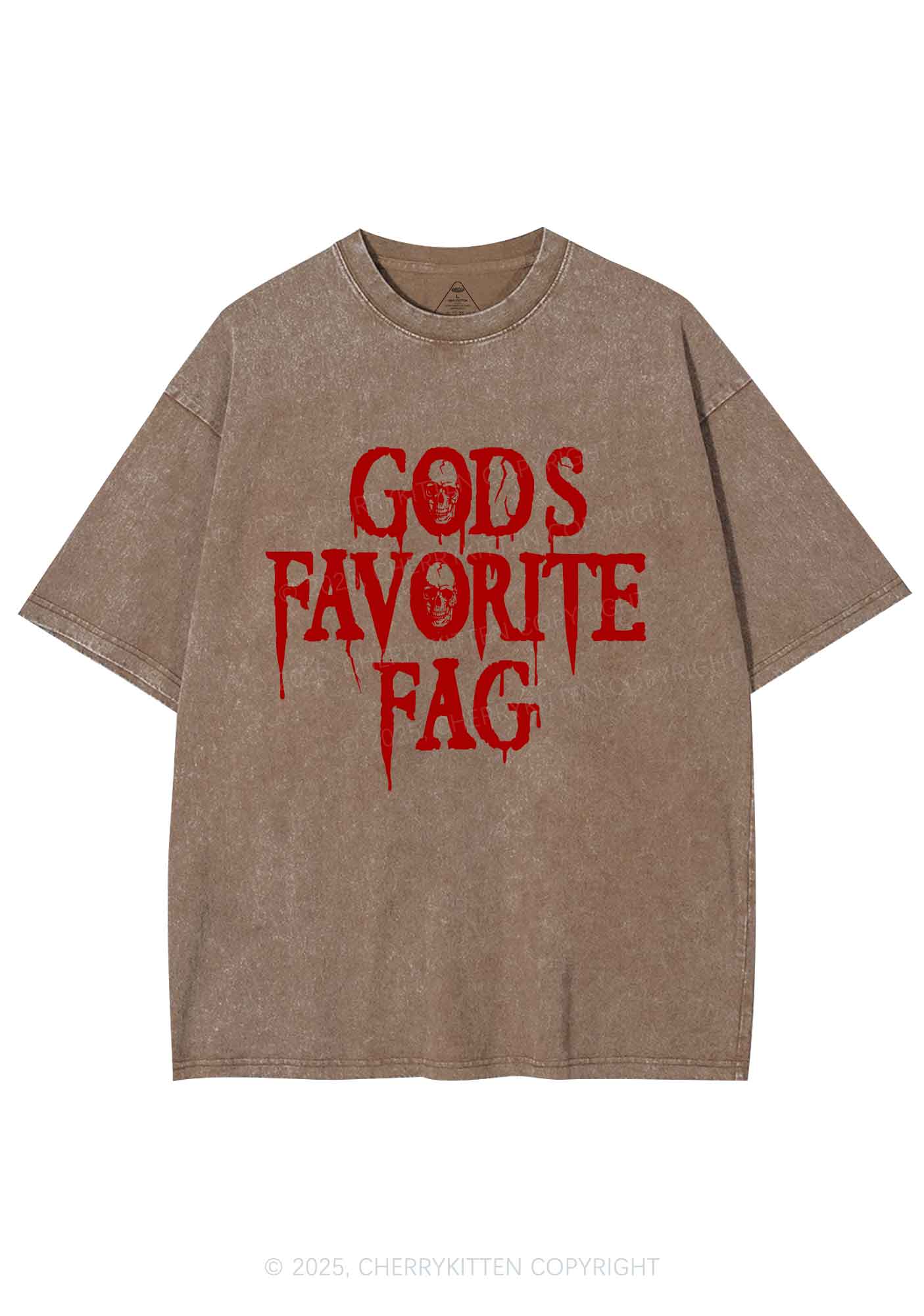 Halloween Gods Favorite Fag Pride Y2K Shirts Washed Tee Cherrykitten - Image 6
