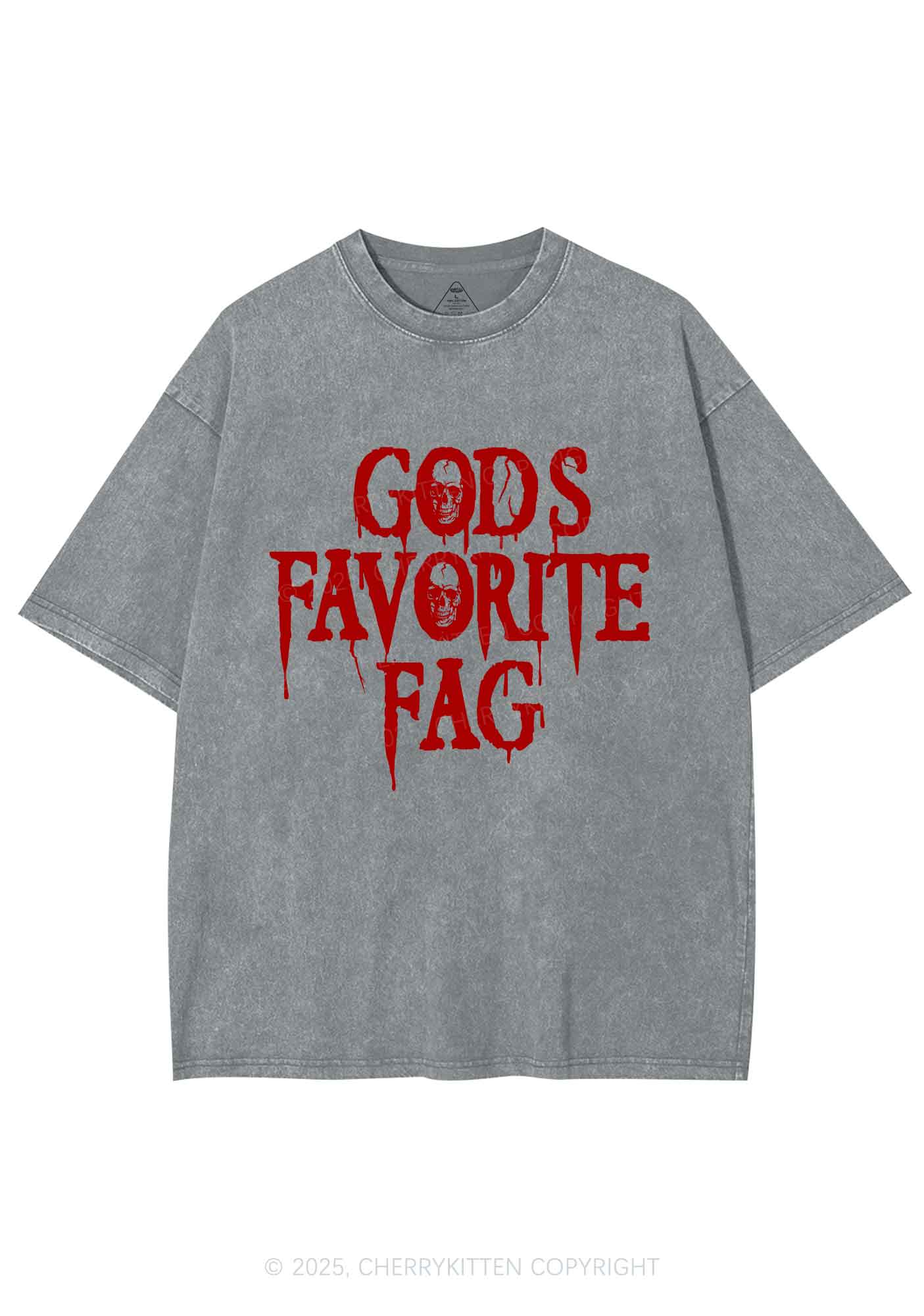 Halloween Gods Favorite Fag Pride Y2K Shirts Washed Tee Cherrykitten - Image 7
