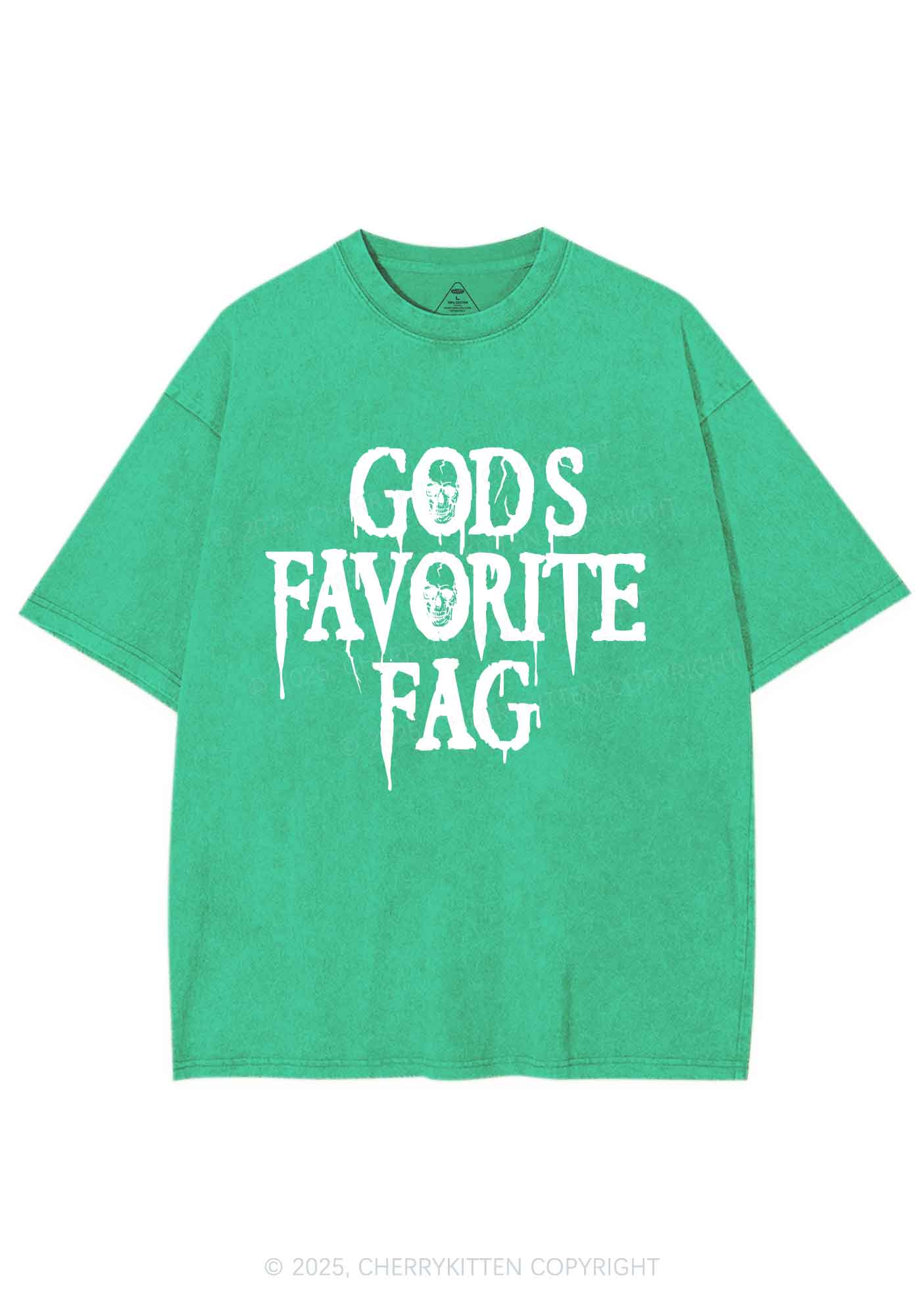 Halloween Gods Favorite Fag Pride Y2K Shirts Washed Tee Cherrykitten - Image 8