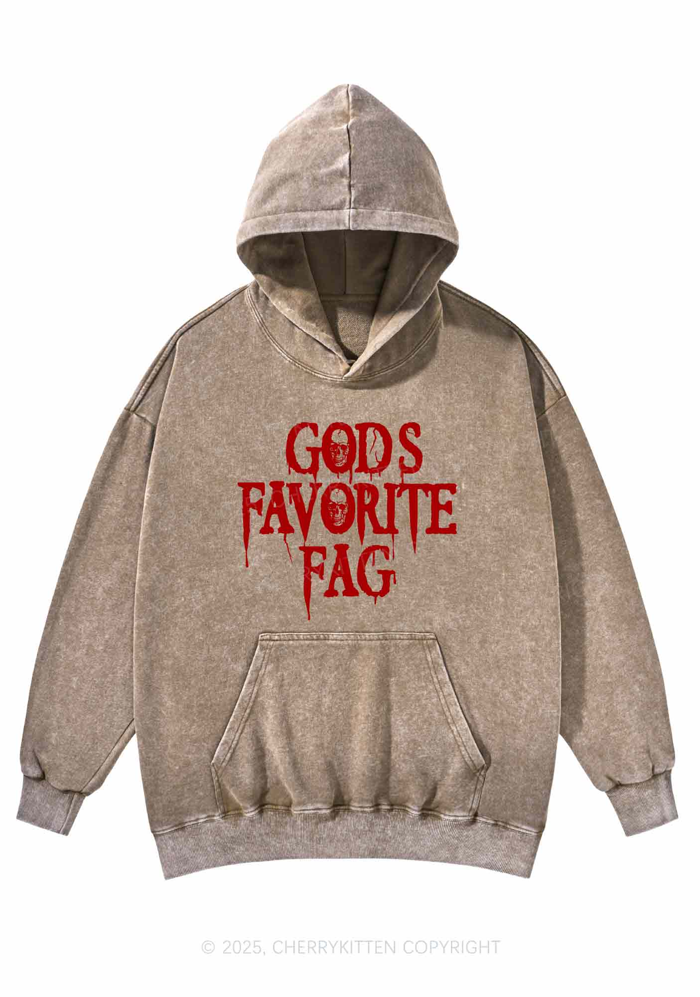 Halloween Gods Favorite Fag Pride Y2K Washed Hoodie Cherrykitten - Image 6