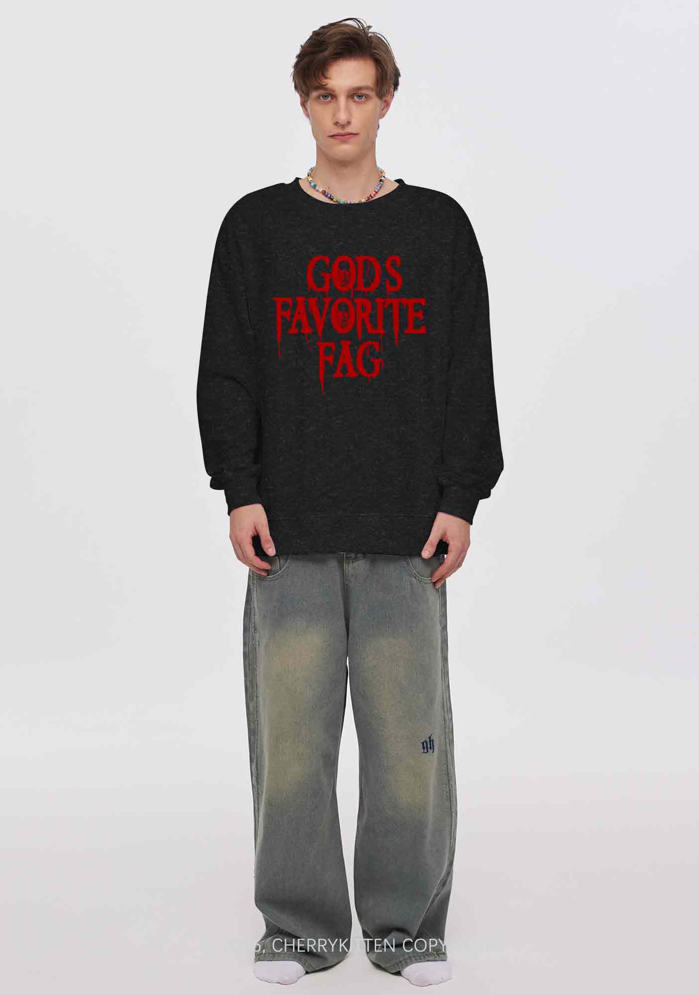 Halloween Gods Favorite Fag Pride Y2K Washed Sweatshirts Cherrykitten - Image 2