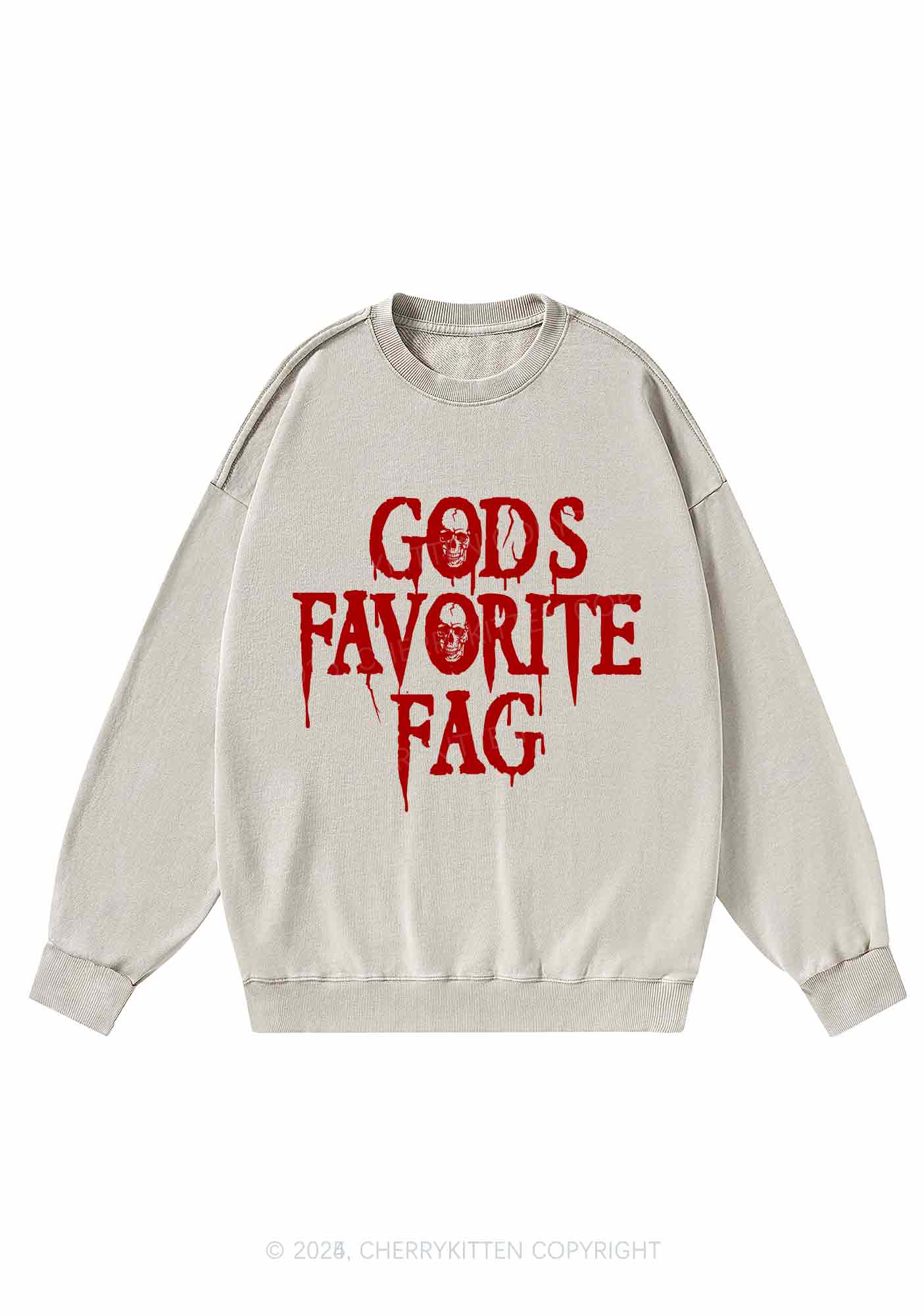 Halloween Gods Favorite Fag Pride Y2K Washed Sweatshirts Cherrykitten - Image 3