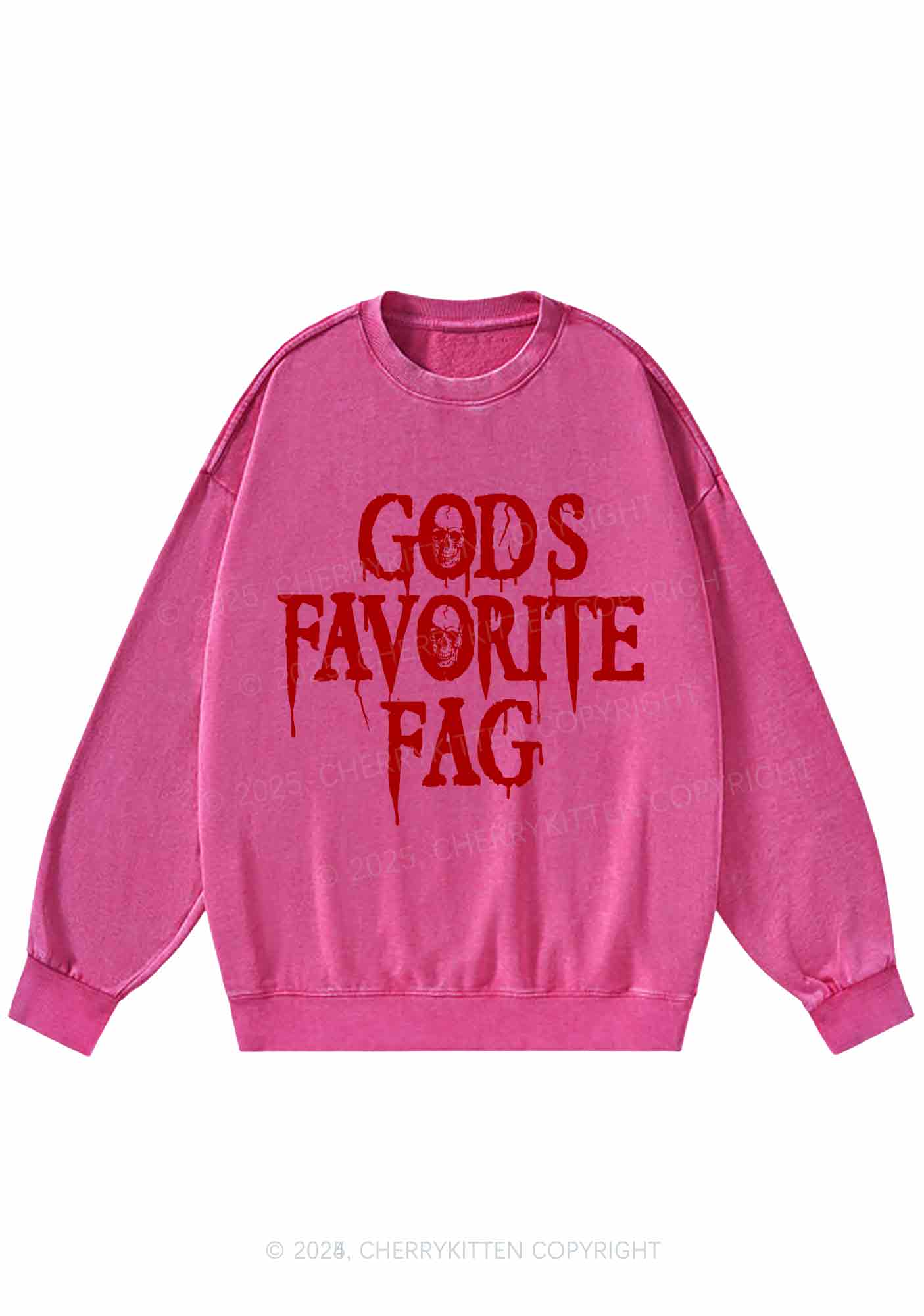 Halloween Gods Favorite Fag Pride Y2K Washed Sweatshirts Cherrykitten - Image 4