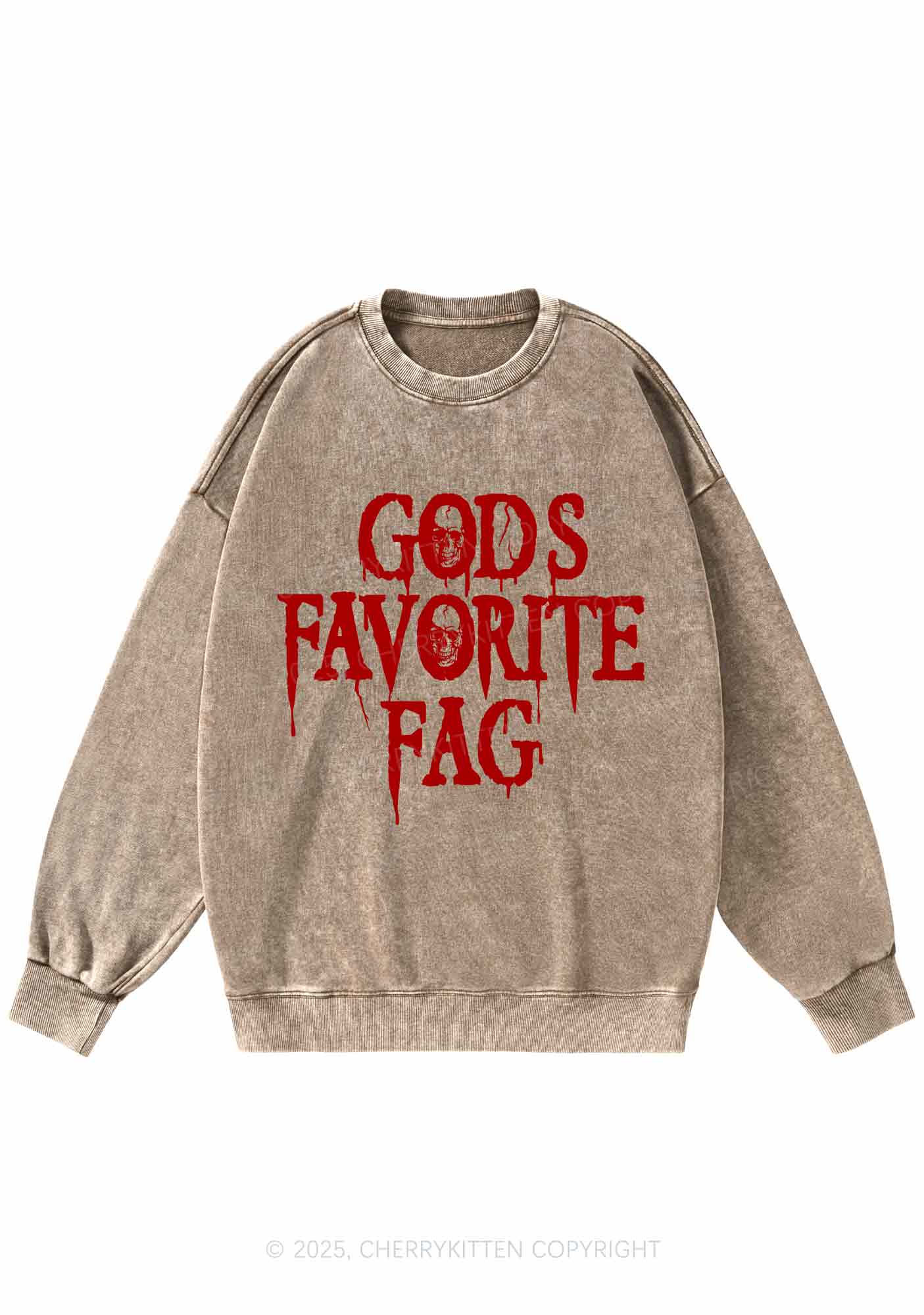 Halloween Gods Favorite Fag Pride Y2K Washed Sweatshirts Cherrykitten - Image 5