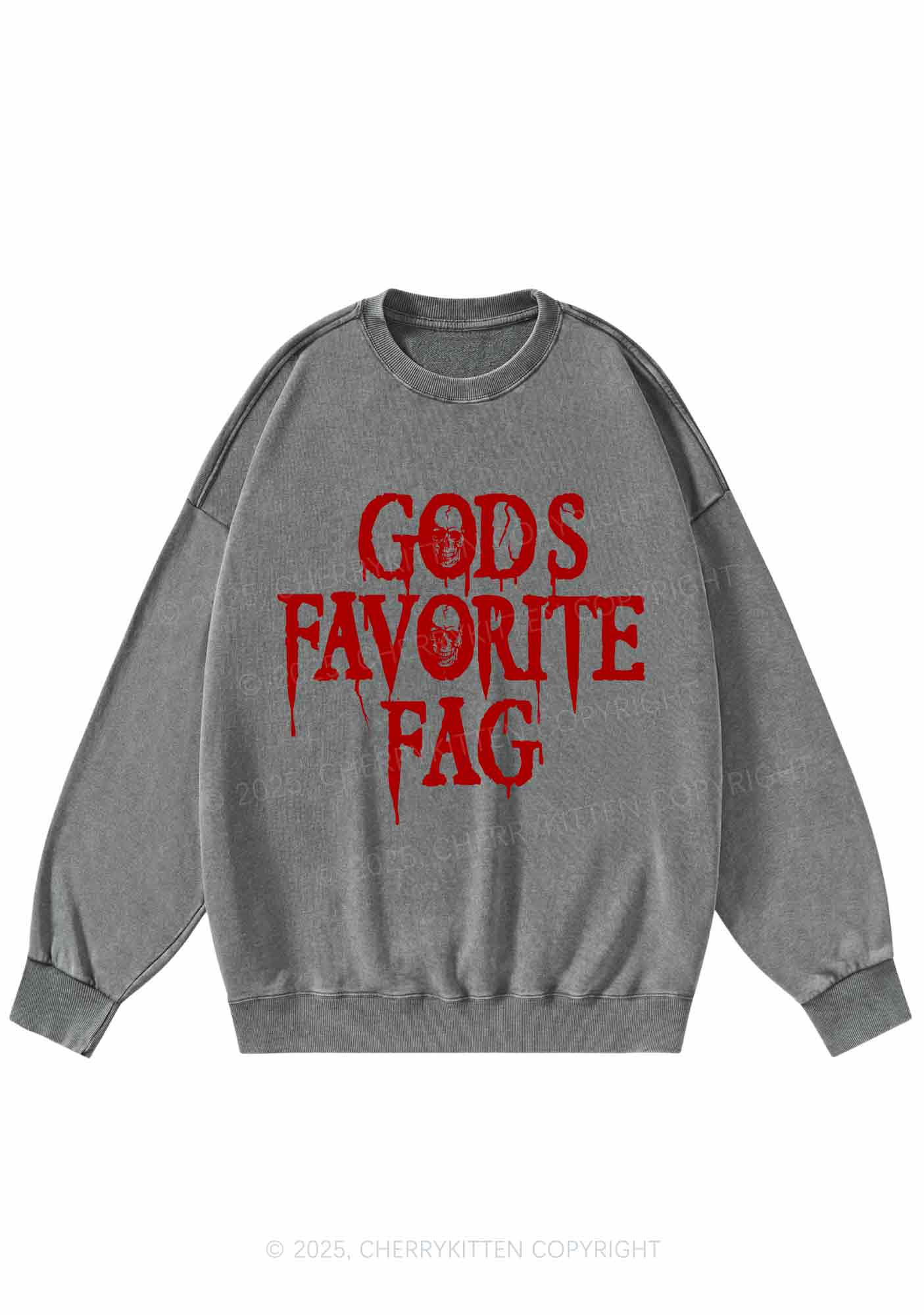 Halloween Gods Favorite Fag Pride Y2K Washed Sweatshirts Cherrykitten - Image 6