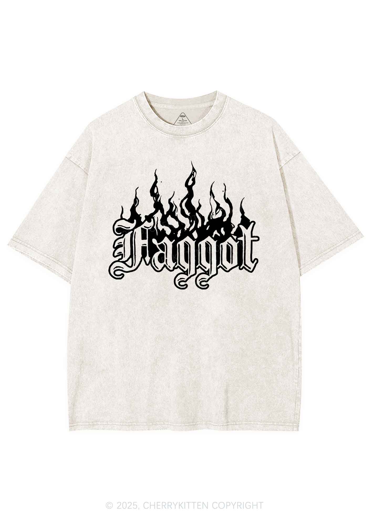 Halloween Goth Faggot Pride Y2K Shirts Washed Tee Cherrykitten - Image 3